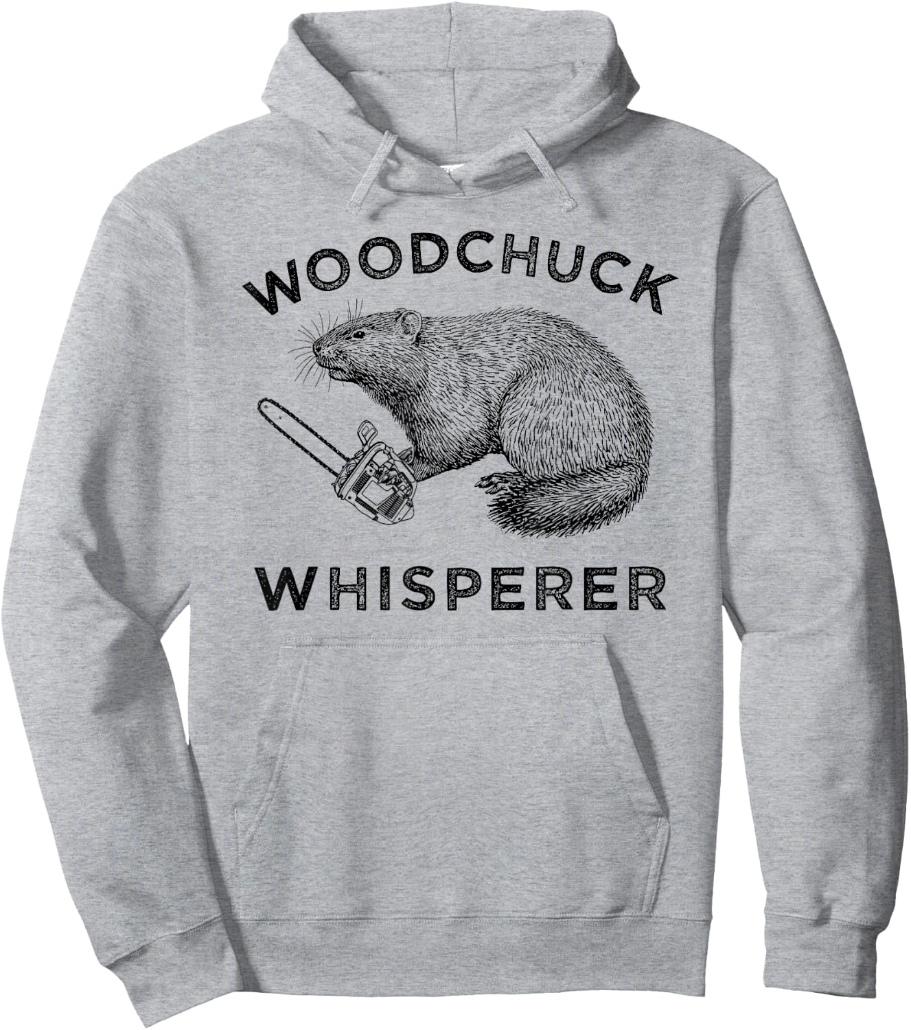 Woodchuck , Funny Groundhog With Chainsaw Apparel Hoodie - Hoodie | Ash