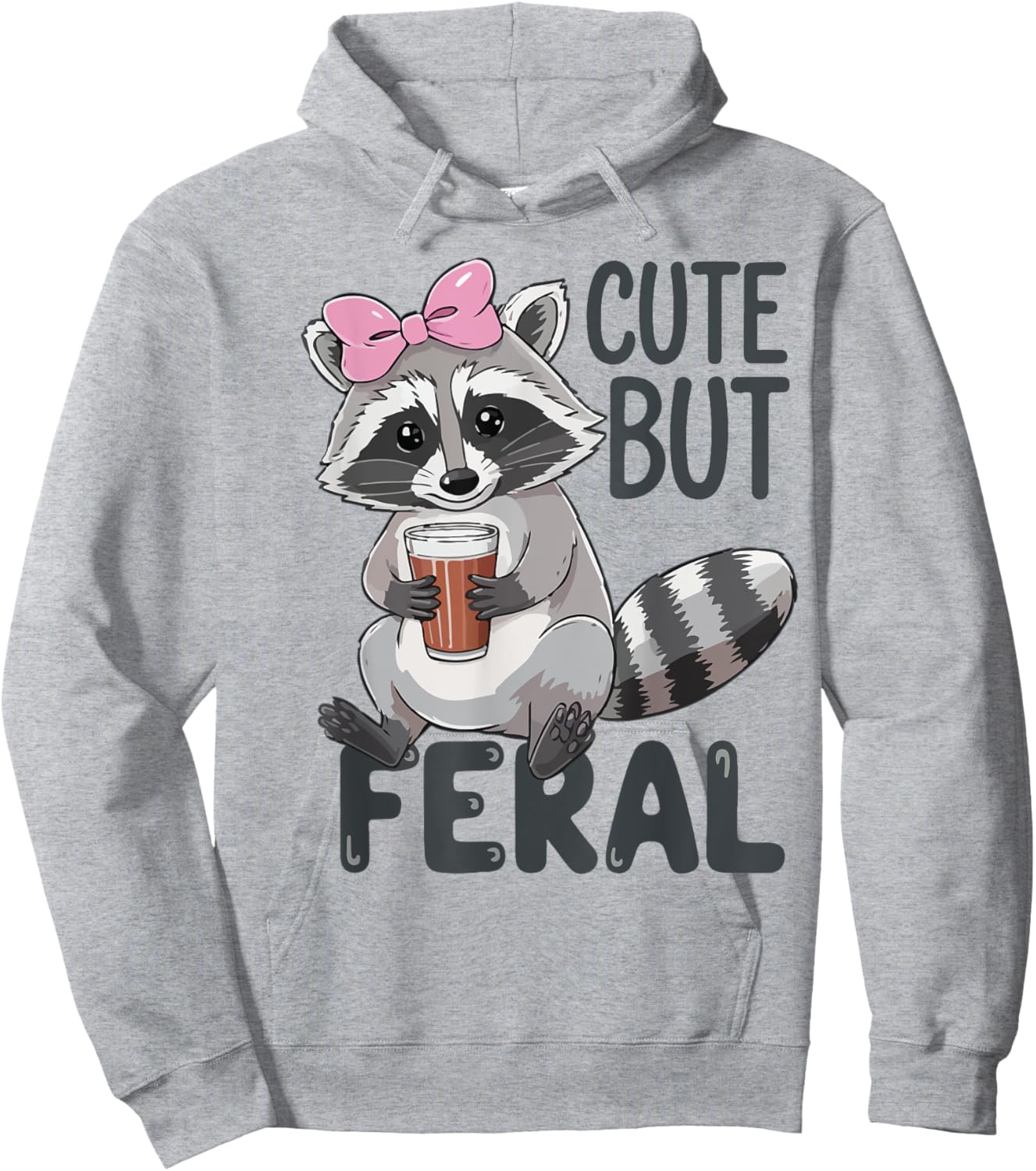 Cute But Feral Raccoon Women Toddler Girl Funny Trash-Panda Hoodie - Hoodie | Ash