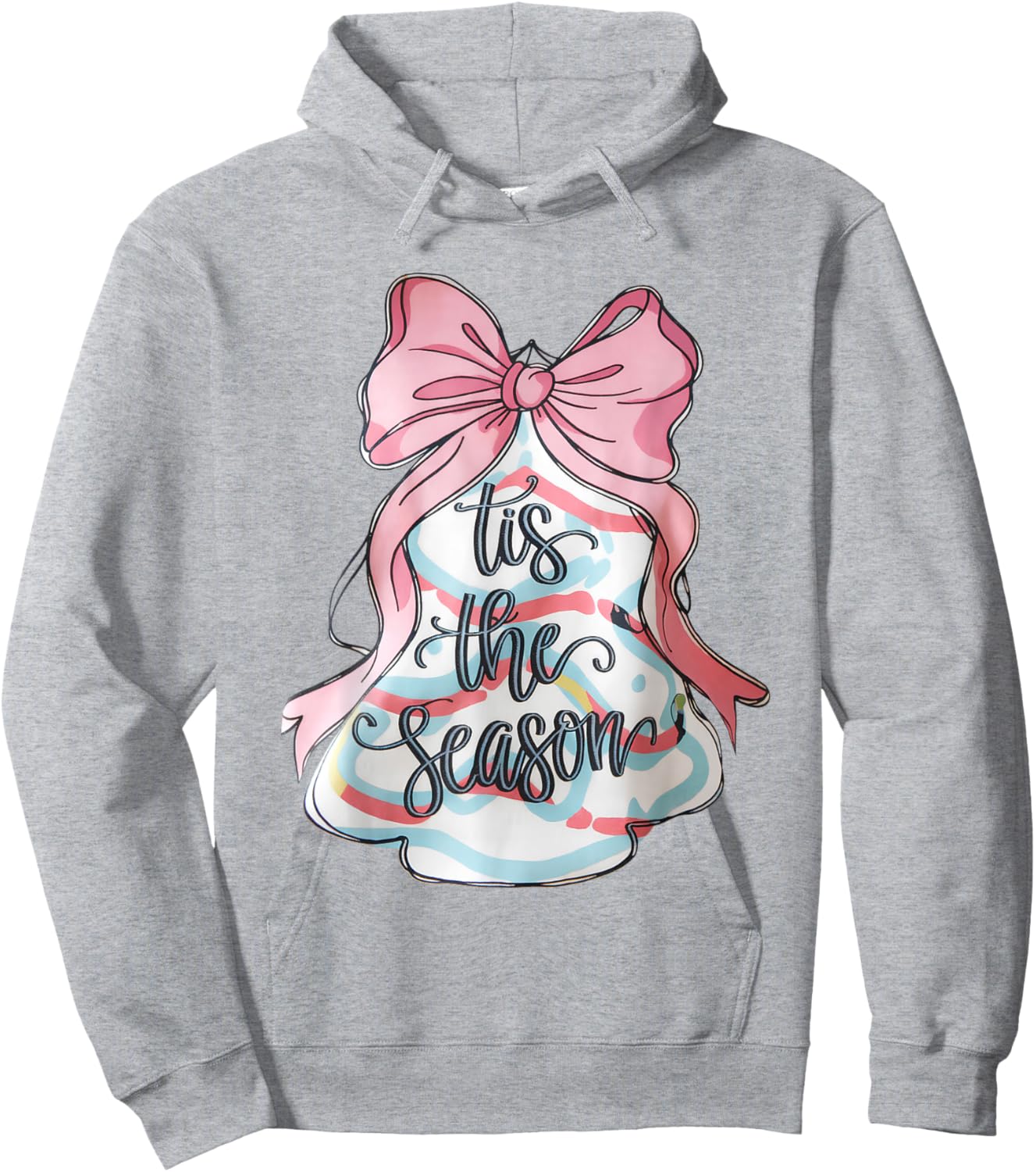 Funny Christmas Outfit Women Kids Pink Christmas Tree Cake Coquette Bow Xmas Pajamas Funny Hoodie - Hoodie | Ash