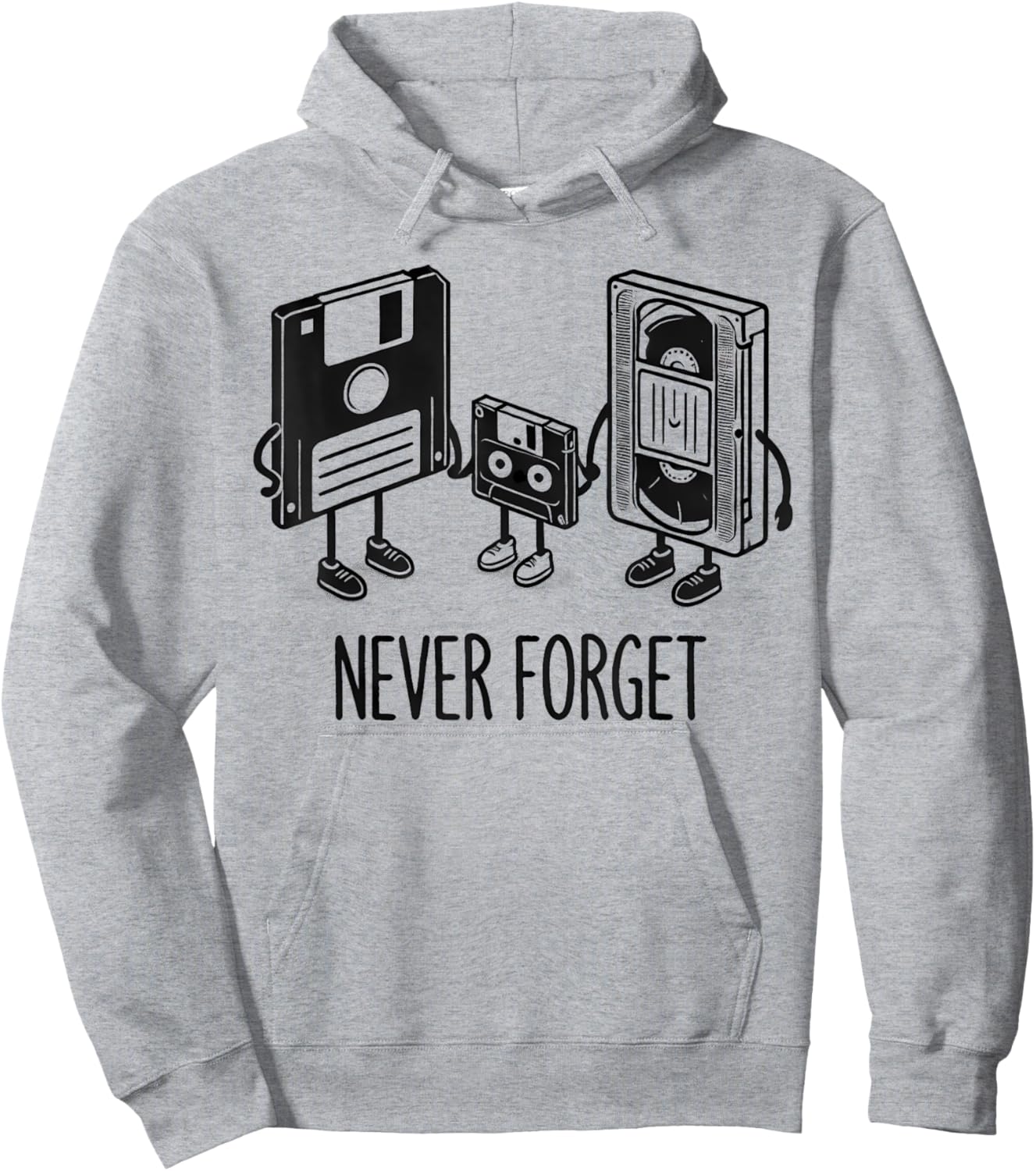 Retro Never Forget Floppy Disk Cassette Hoodie - Hoodie | Ash