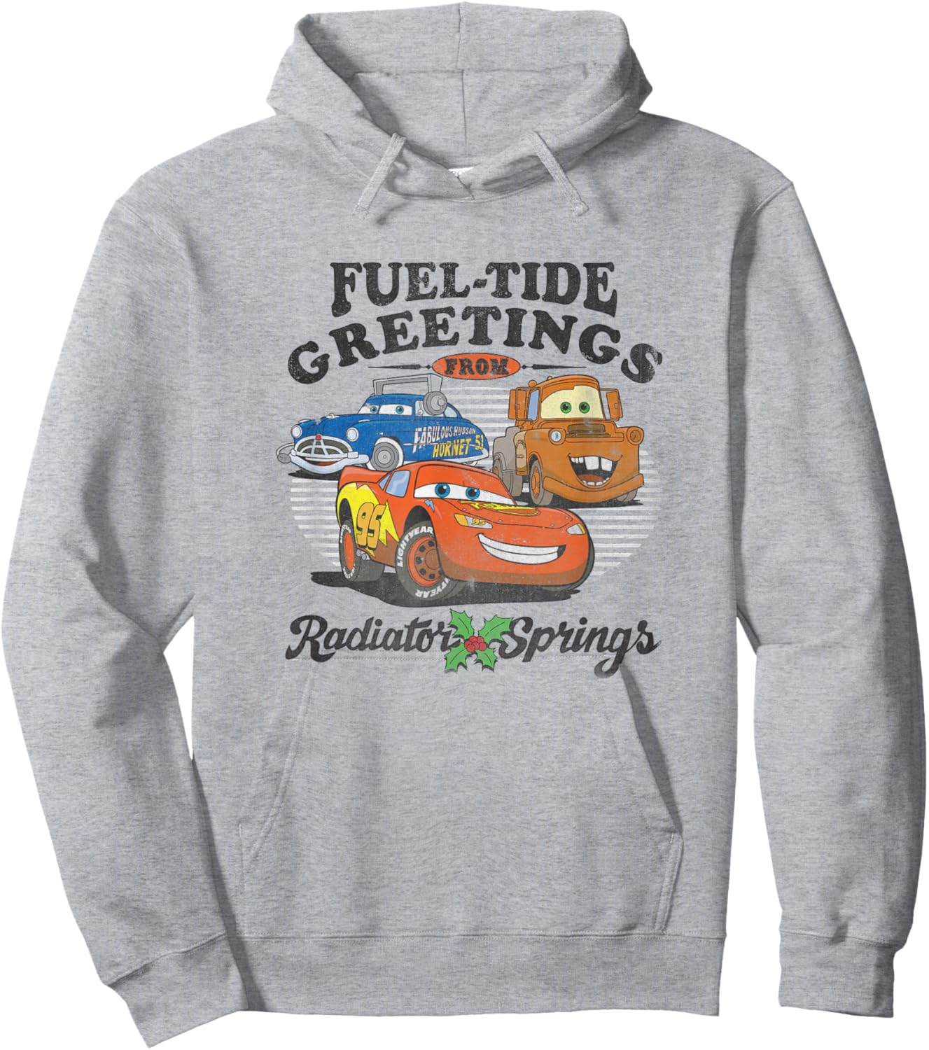 Disney Pixar Cars Christmas Fuel-Tide Greetings Vintage Hoodie - Hoodie | Ash