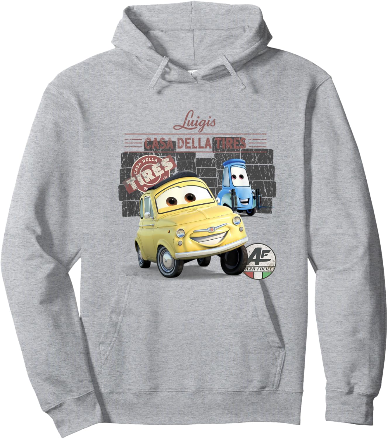 Disney Pixar Cars Casa Della Tires Luigi & Guido Vintage Hoodie - Hoodie | Ash