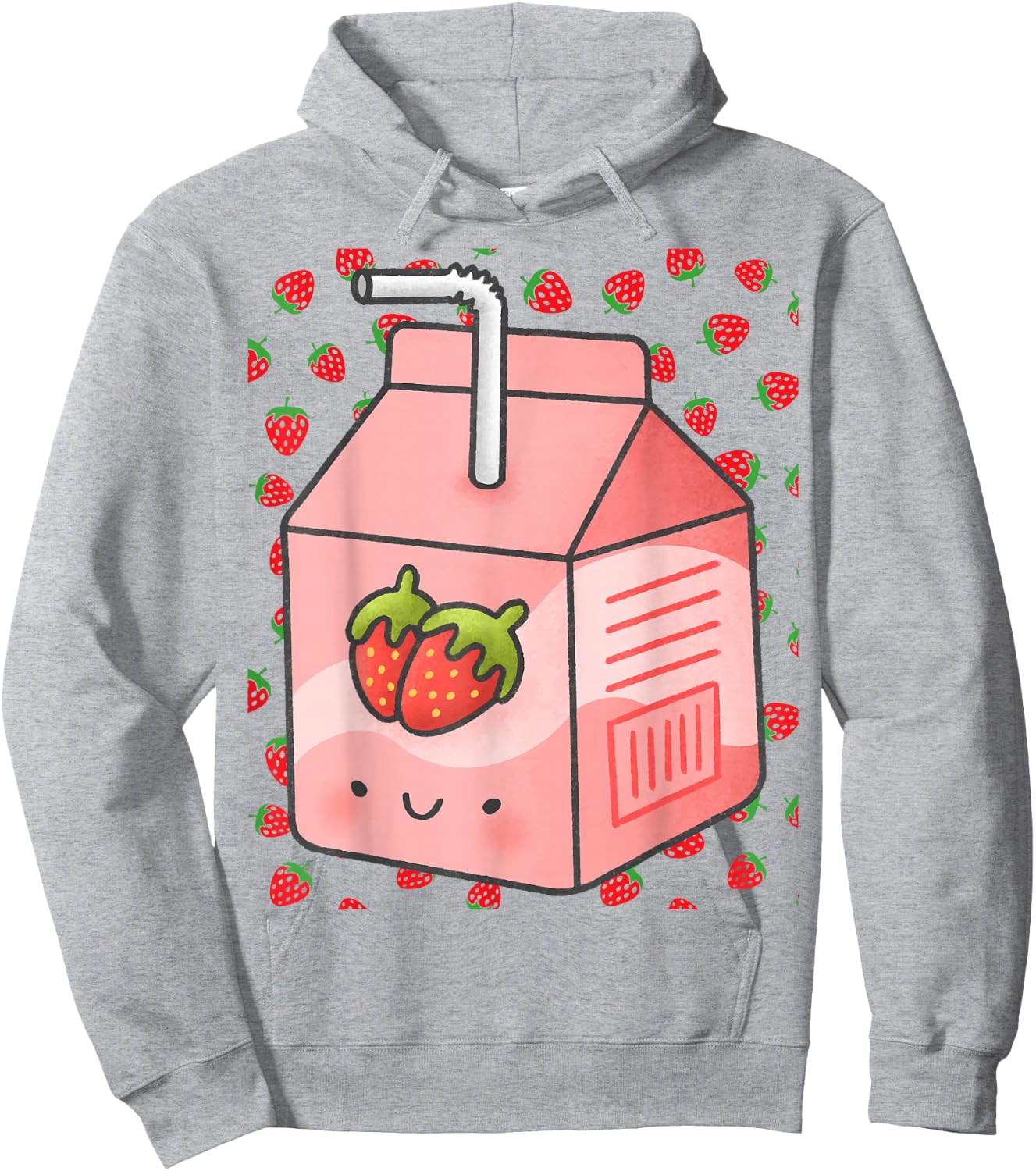 Japanese Pink Strawberry Milk Kawaii 90s Retro Hoodie - Hoodie | Ash