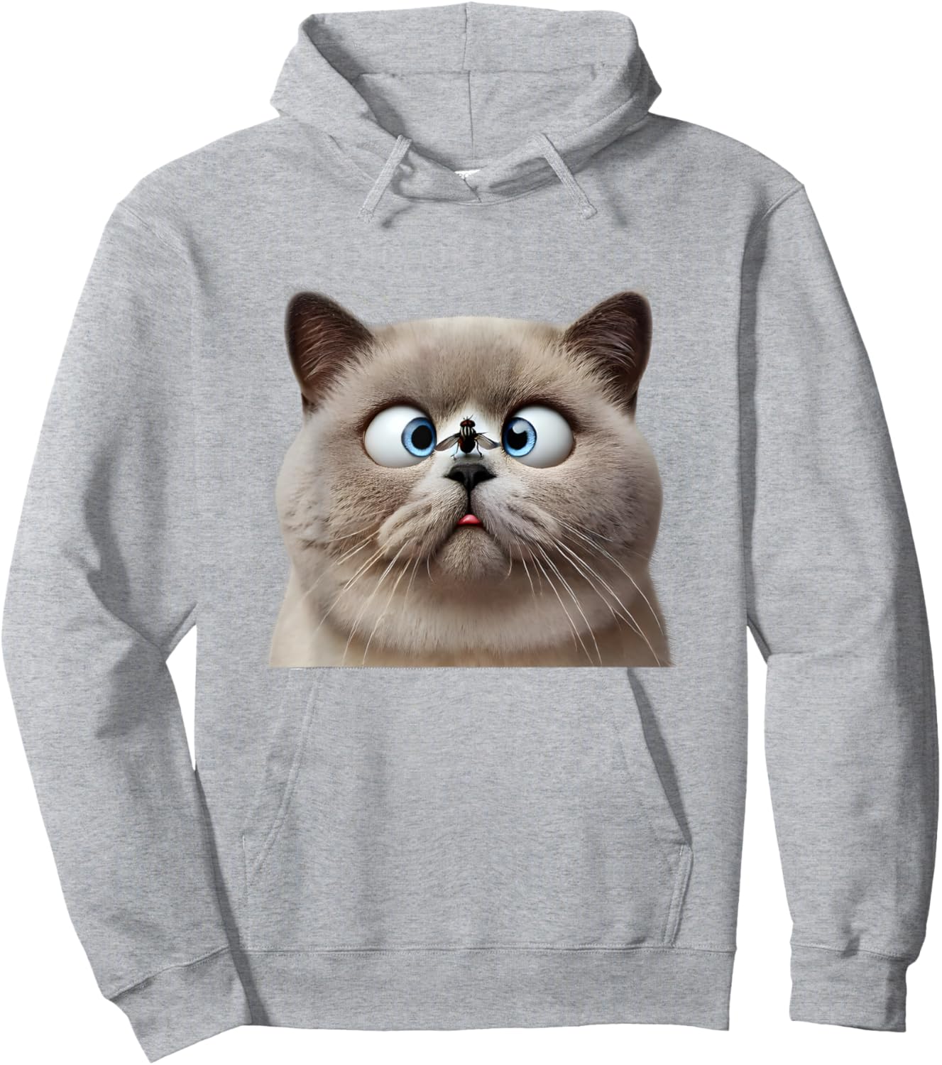 Funny Cross Eyed British Shorthair Cat Women Kids Hoodie - Hoodie | Ash