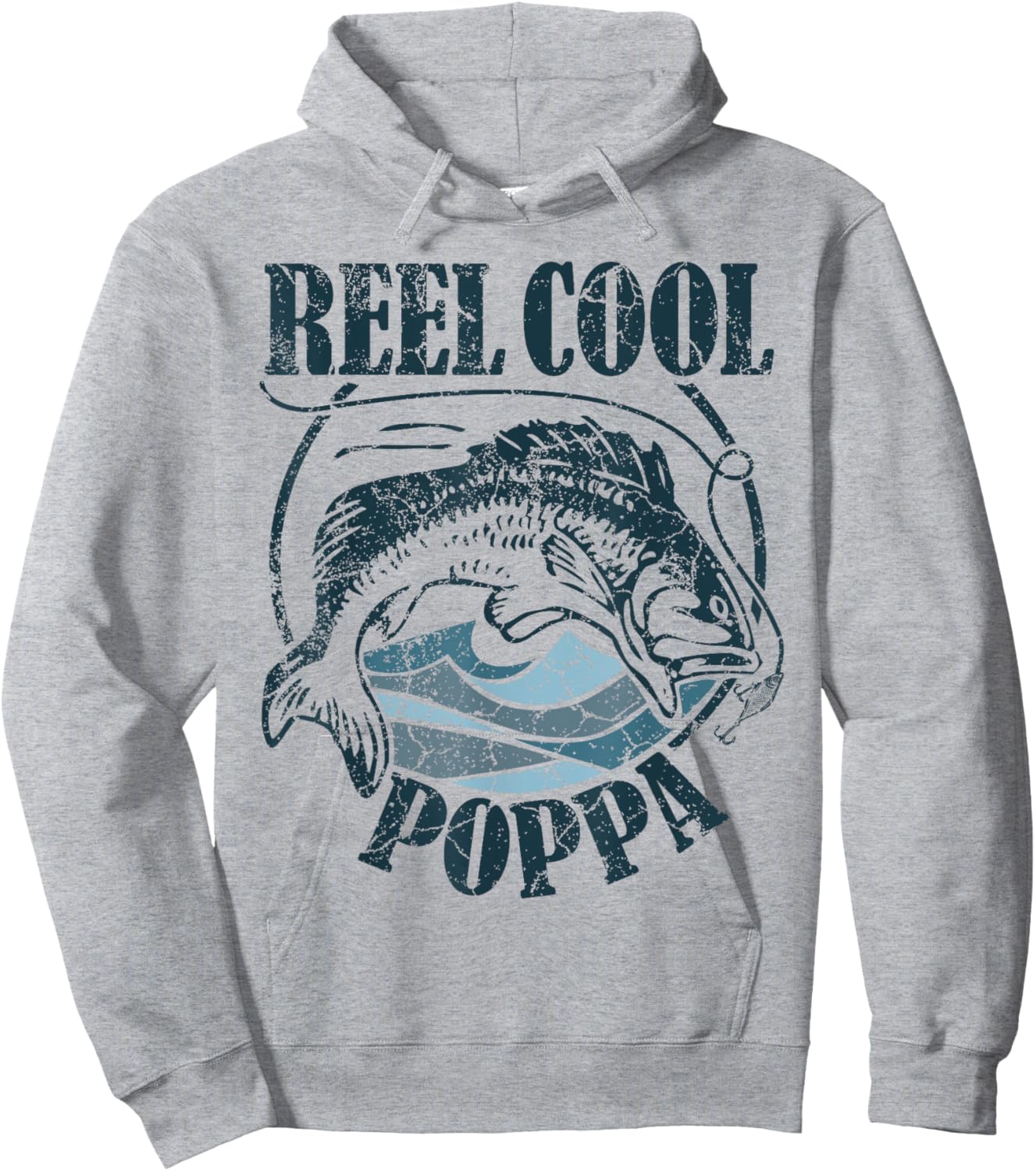 Reel Cool Poppa Fishing Grandpa Father's Day Fisherman Hoodie - Hoodie | Ash