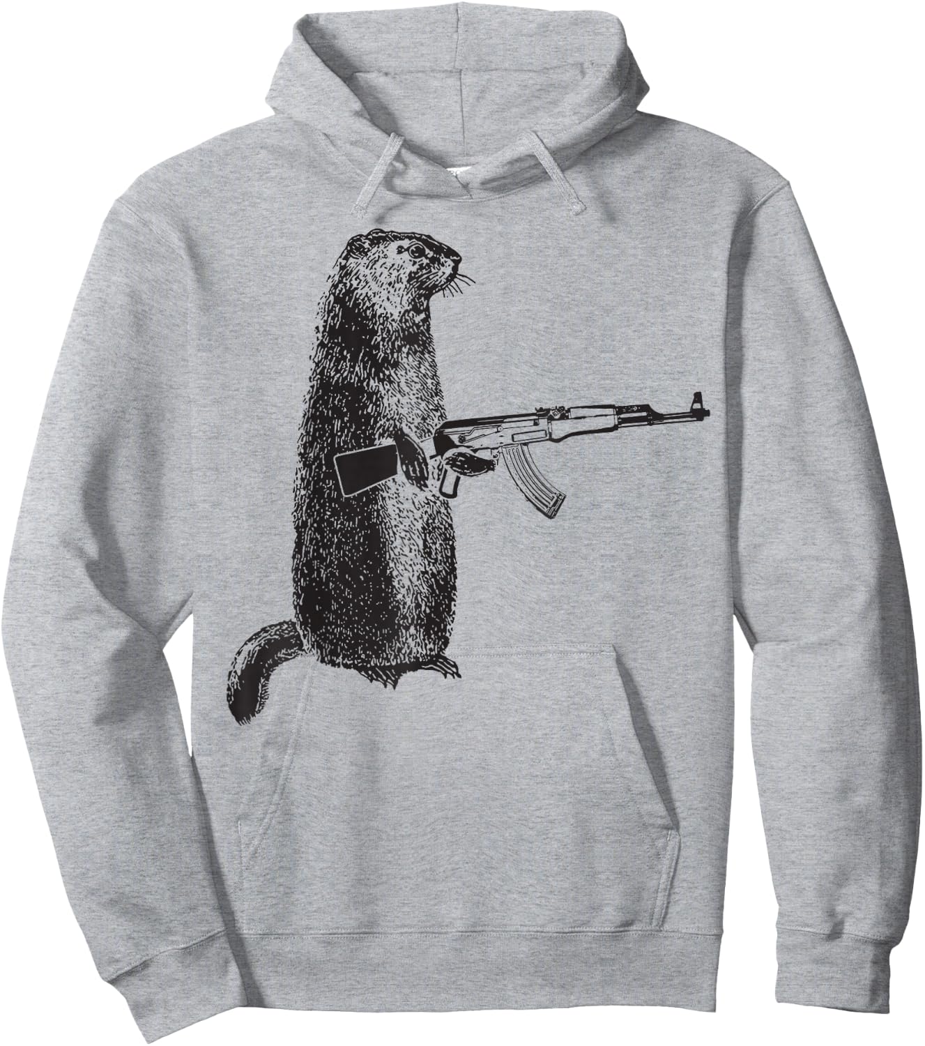 Hunting design Woodchuck AK-47 Gun groundhog funny design Hoodie - Hoodie | Ash