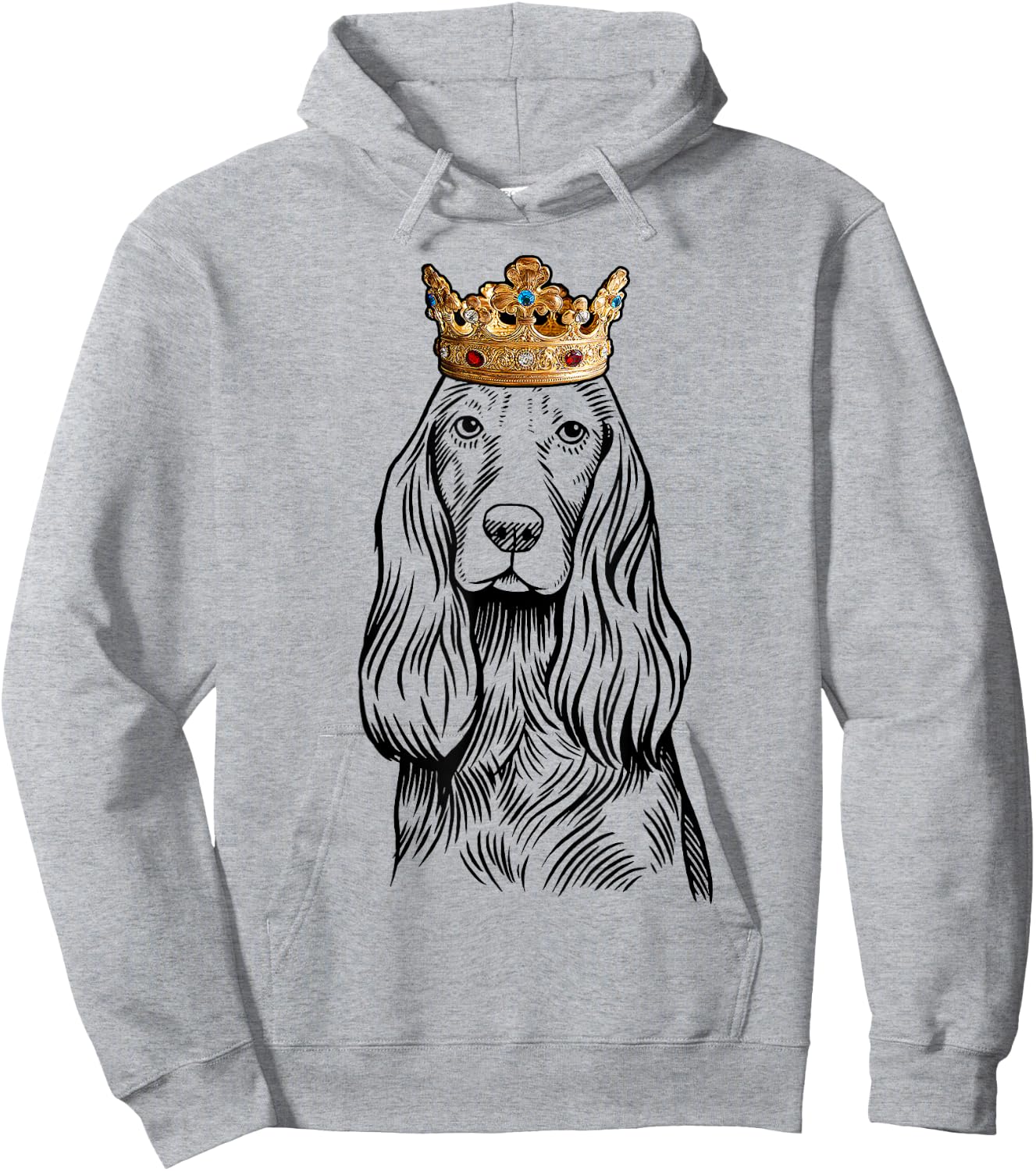 Cocker Spaniel Dog Wearing Crown Hoodie - Hoodie | Ash