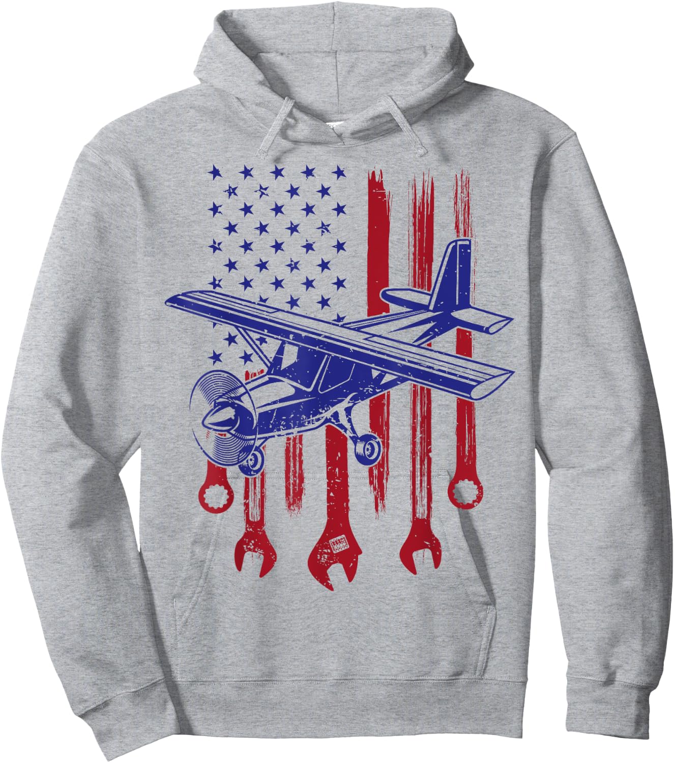 Aircraft Mechanic American Flag Airplane Vintage Gifts Men Hoodie - Hoodie | Ash