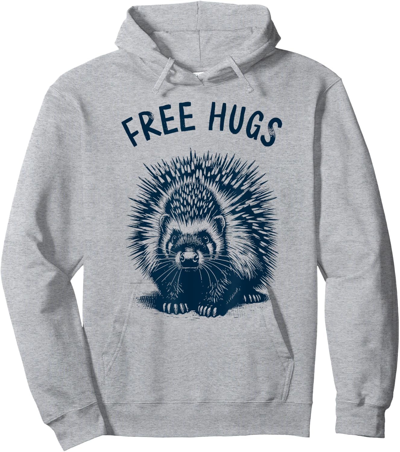 Free-Hugs - Cute Funny Porcupine Humor No Hugging Hoodie - Hoodie | Ash
