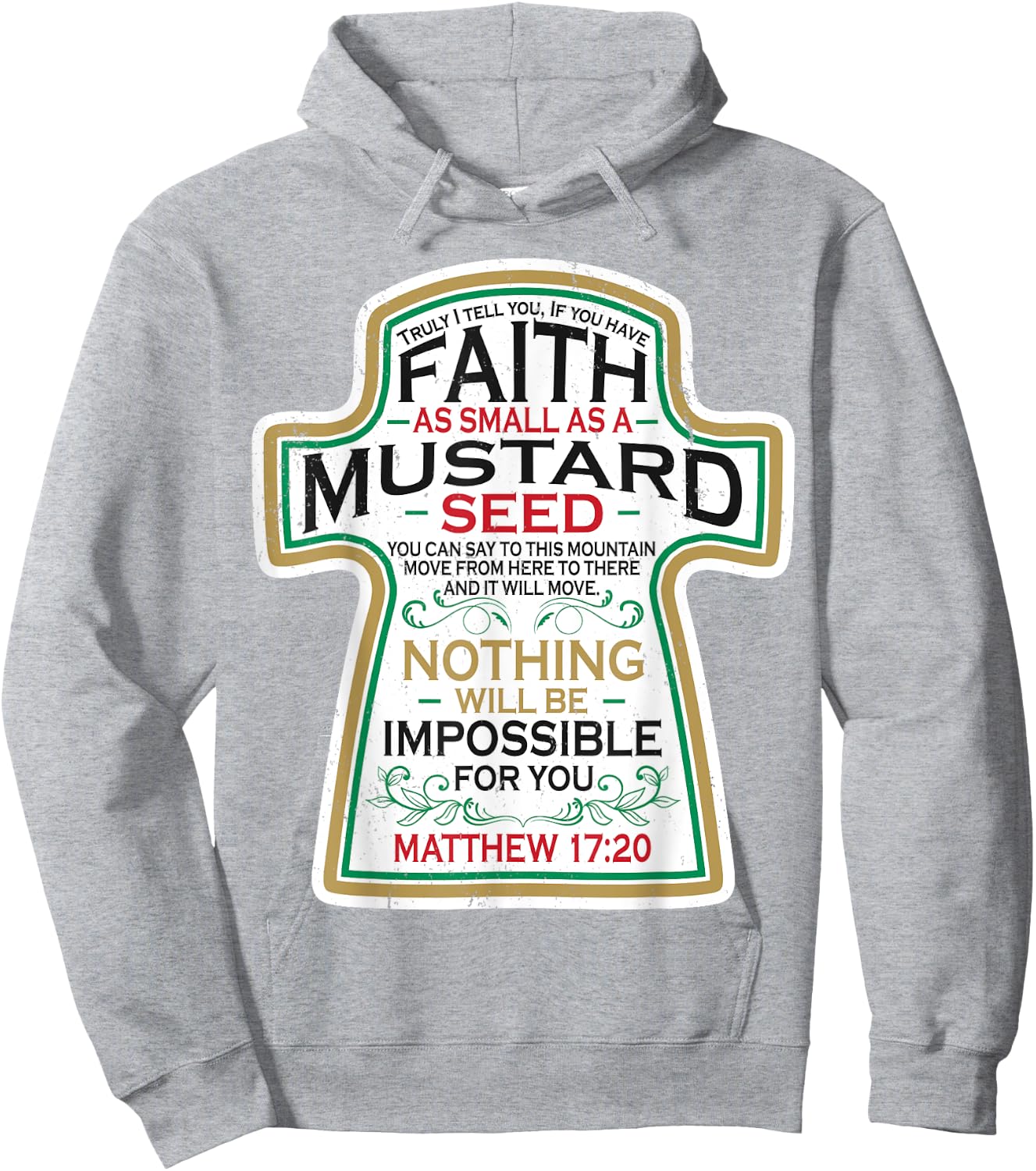Mustard Seed Faith Christian Gifts - Mathew 17 20 Scripture Hoodie - Hoodie | Ash