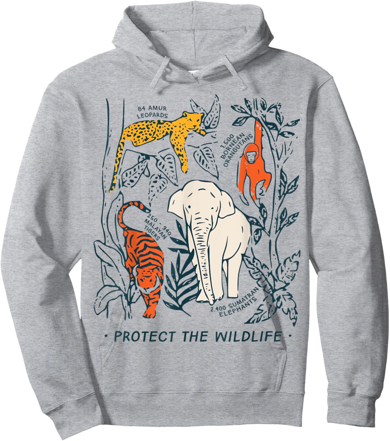 Protect The Wildlife Rescue Botanical Chart Endangered Hoodie - Hoodie | Ash