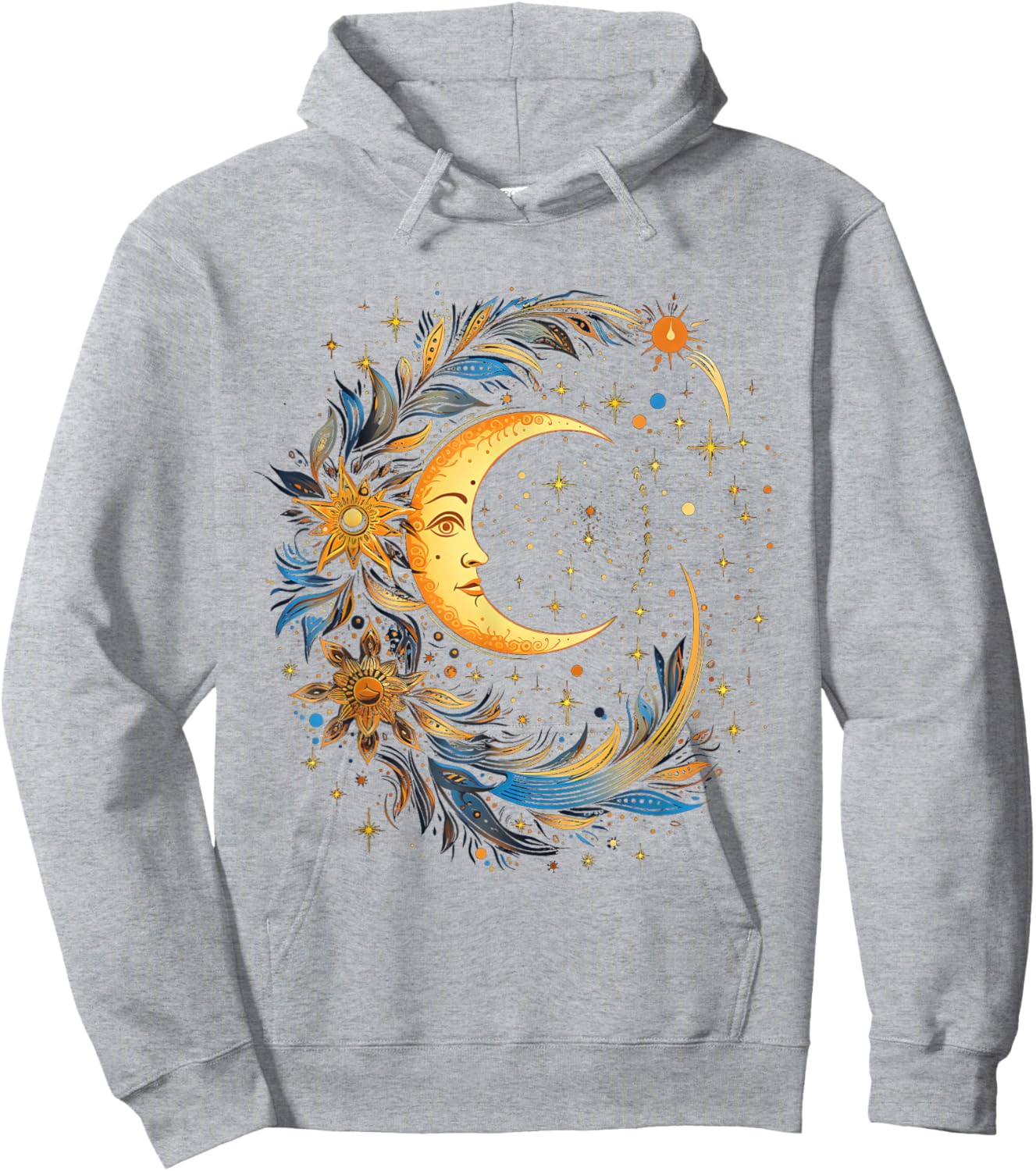 Mystic Sun and Moon Woman Mystical Flowers Aesthetic Hoodie - Hoodie | Ash