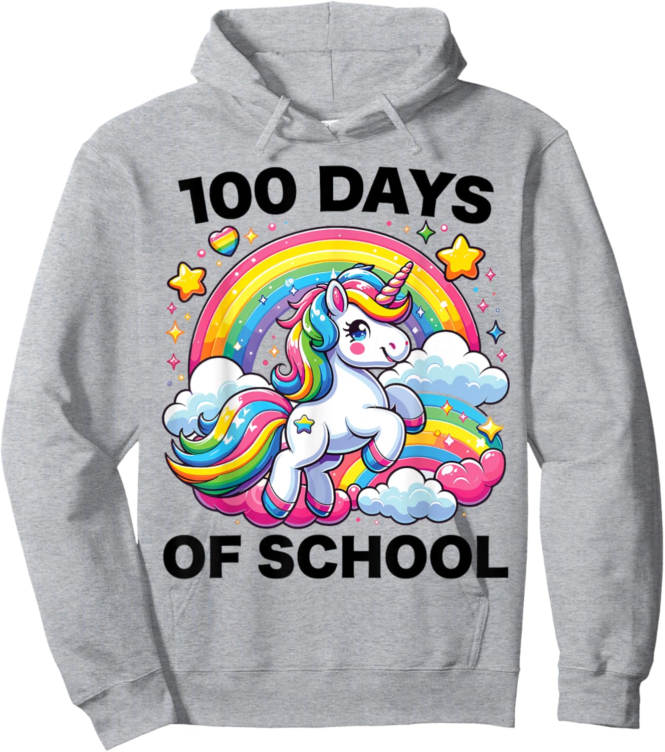100 Days of School Unicorn Girls Teacher 100th Day of School Hoodie - Hoodie | Ash