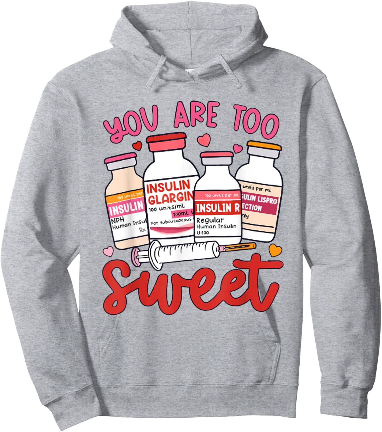Valentine Pharmacist Diabetic Nurse Insulin Diabetes ICU Hoodie - Hoodie | Ash