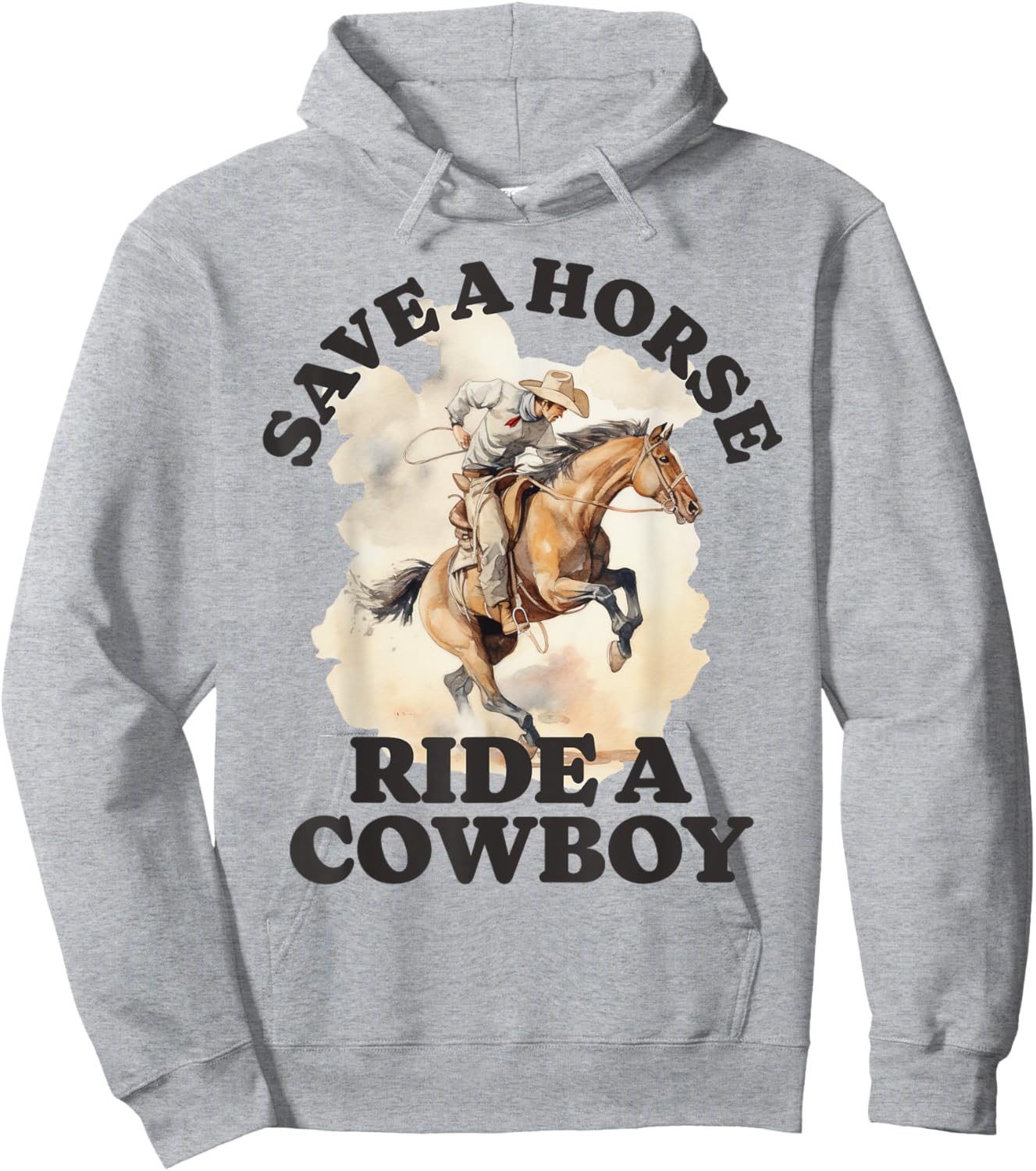 Funny Cowboy Cowgirl Save a Horse Ride a Cowboy Vintage Hoodie - Hoodie | Ash