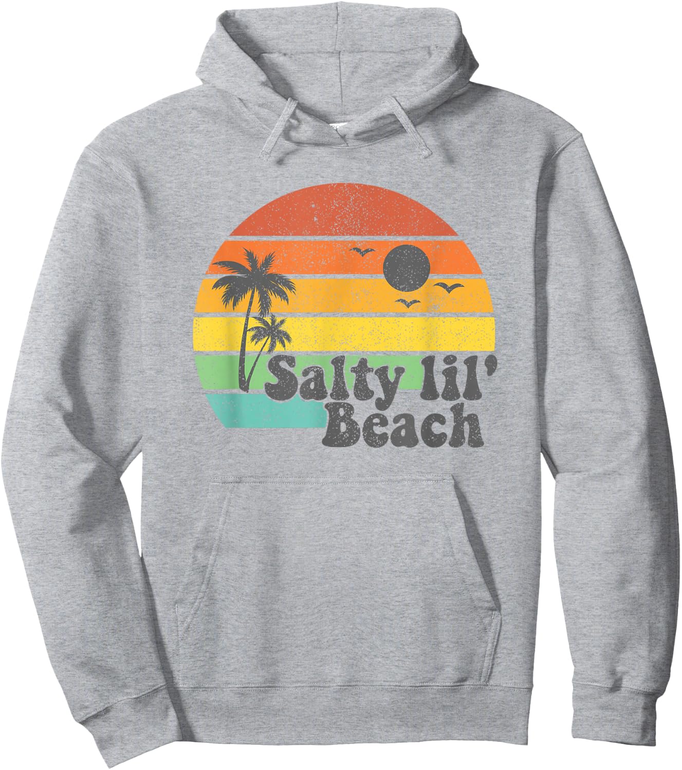 Salty Lil Beach Retro Vacation Funny Summer Quote Women Gift Hoodie - Hoodie | Ash