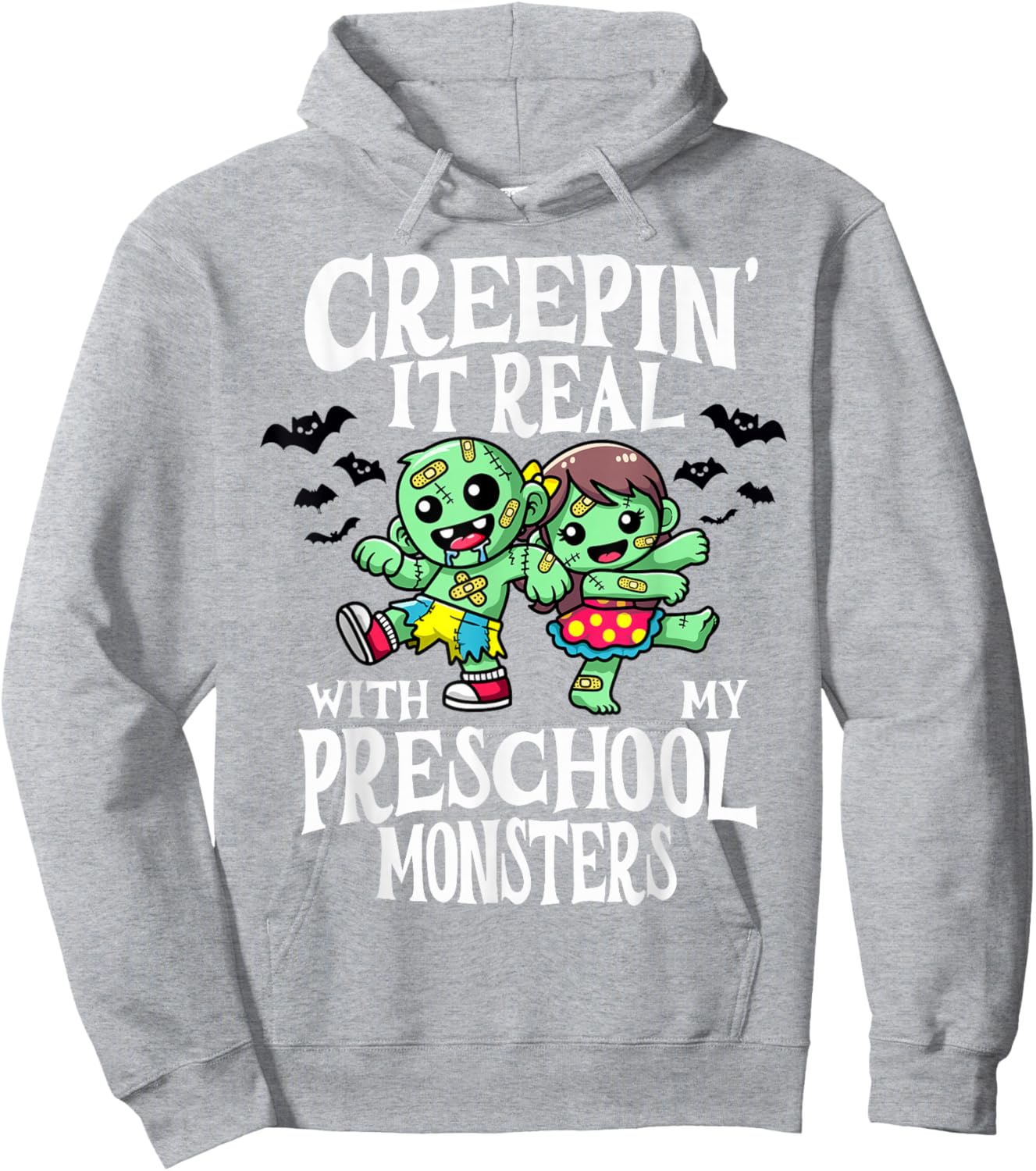 Creepin It Real Monster School Preschool Teacher Halloween Hoodie - Hoodie | Ash