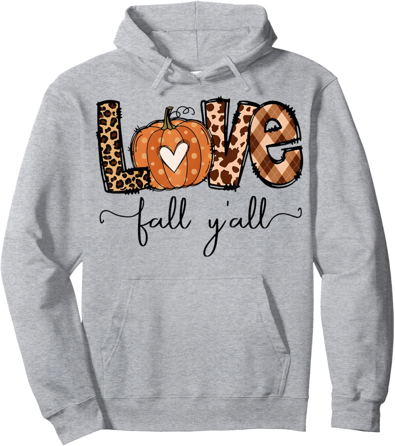 Hello Fall Pumpkin Love Fall Y'All Leopard Peace Love Fall Hoodie - Hoodie | Ash