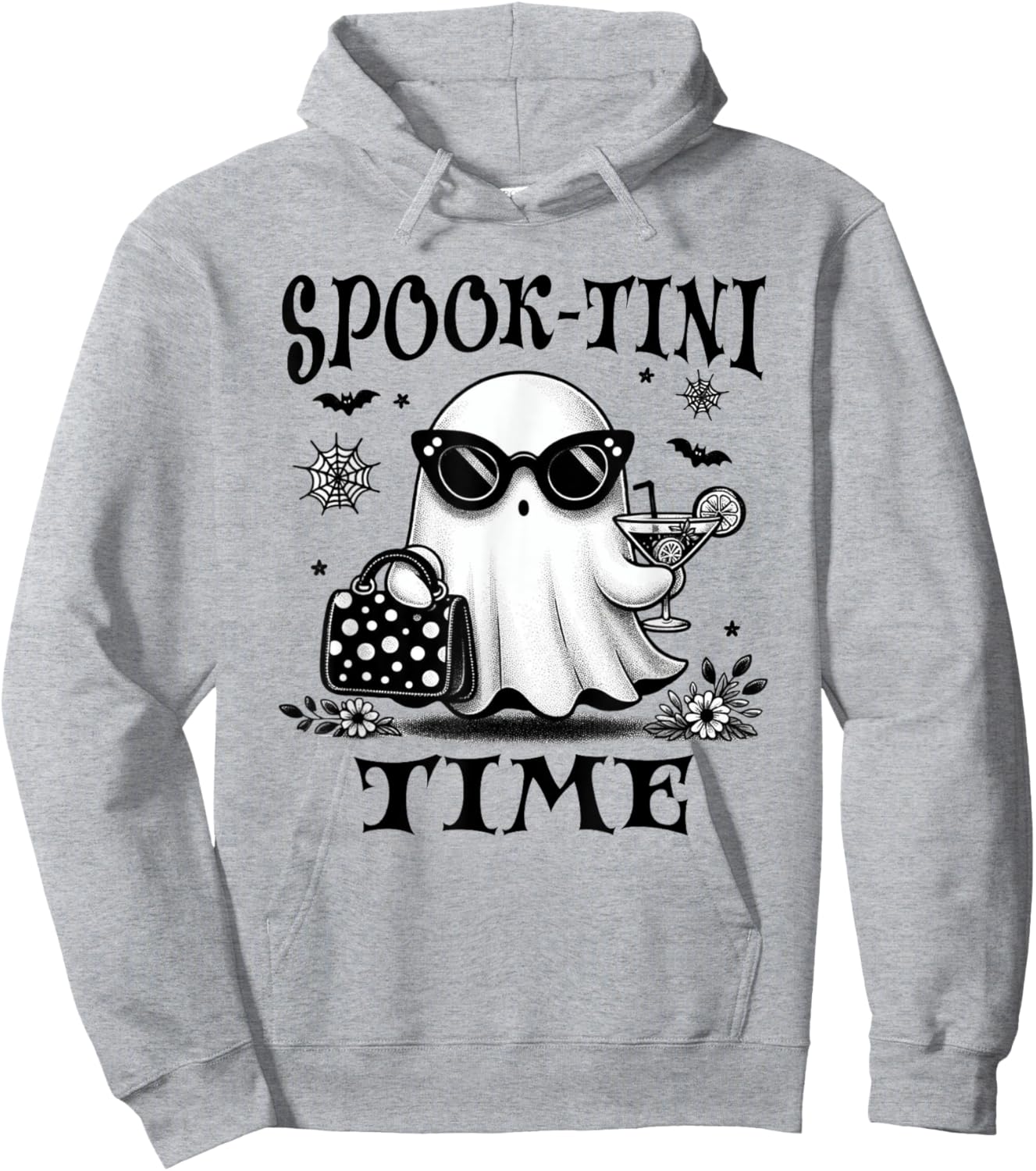 Martini Halloween, Cute Ghost Martini, Spook-tini Time, Fall Hoodie - Hoodie | Ash