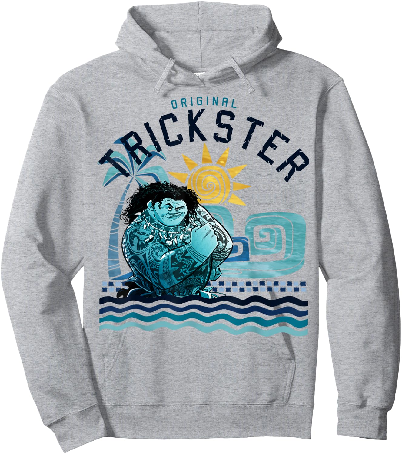 Disney Moana Maui Original Trickster Blue Gradient Portrait Small Hoodie - Hoodie | Ash