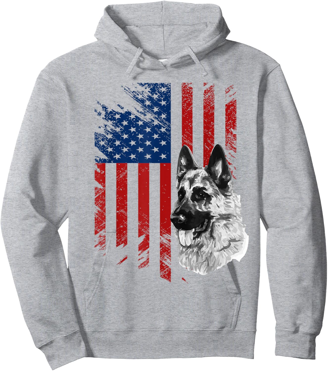 Patriotic German Shepherd USA American Flag Dog Pet Hoodie - Hoodie | Ash