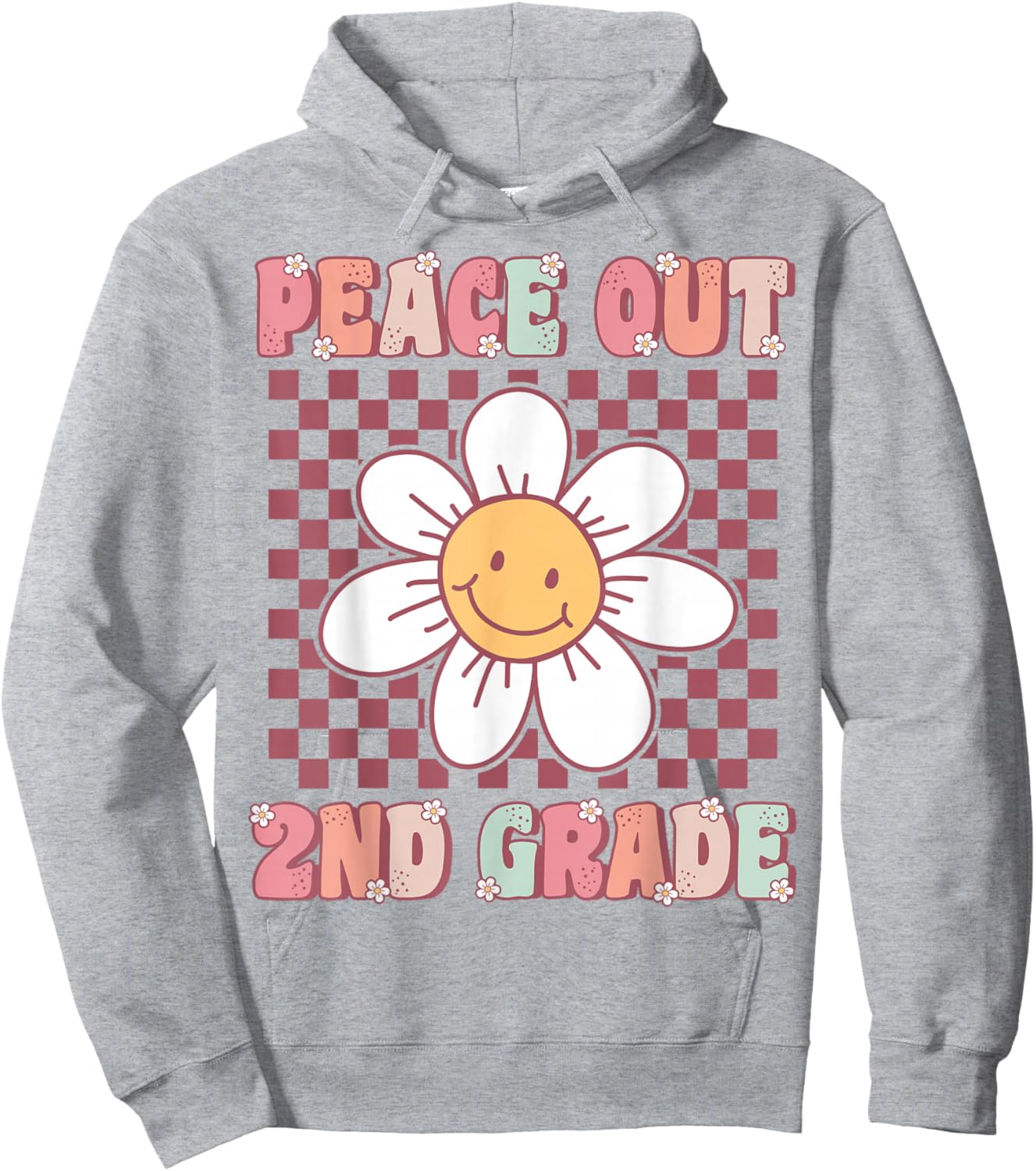 Peace Out Second Grade Cute Groovy Last Day of 2nd Grade Hoodie - Hoodie | Ash