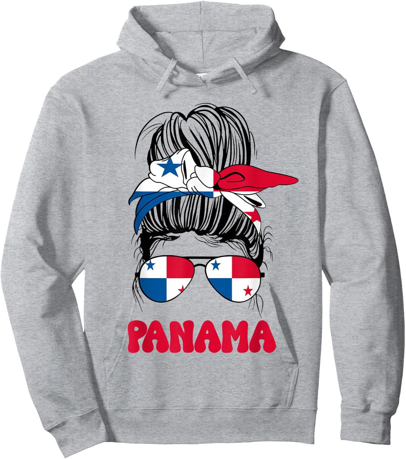 Panamanian Women Messy Bun, Proud Panama Flag for Girls Hoodie - Hoodie | Ash