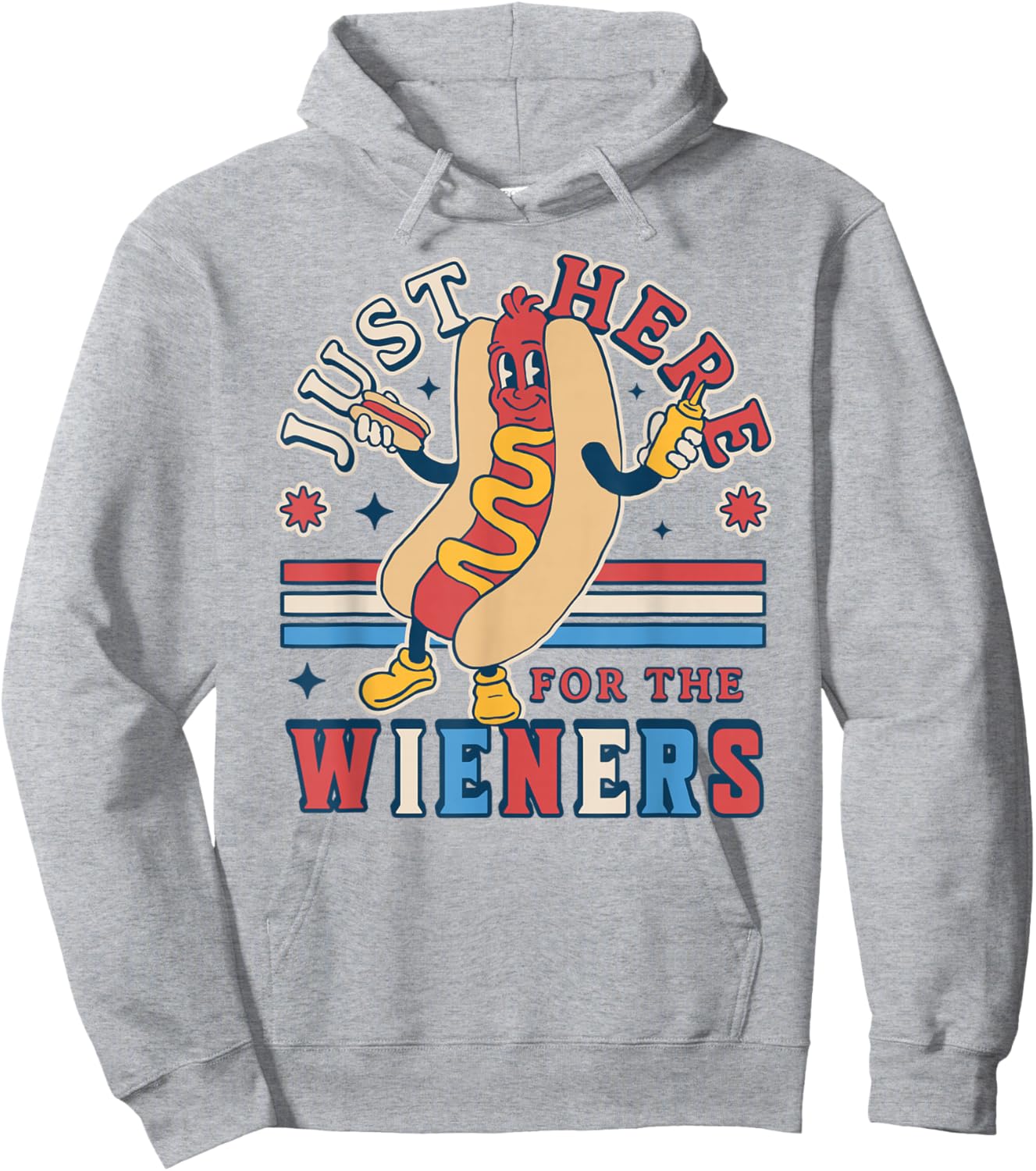I'm Just Here for The Wieners - 4th of July Hot Dog Funny Hoodie - Hoodie | Ash