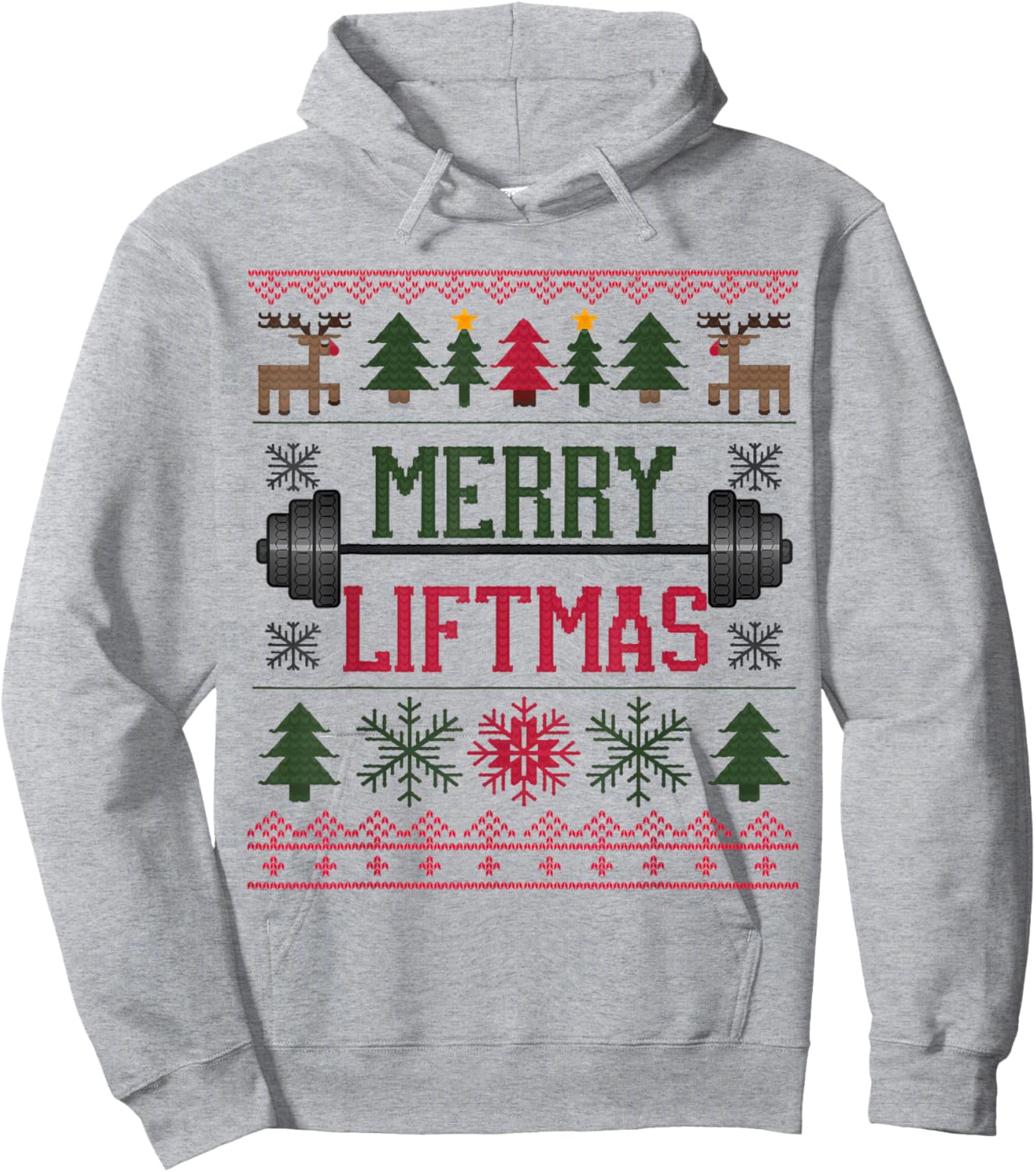 Merry Liftmas Weightlifter Fitness Hoodie - Hoodie | Ash