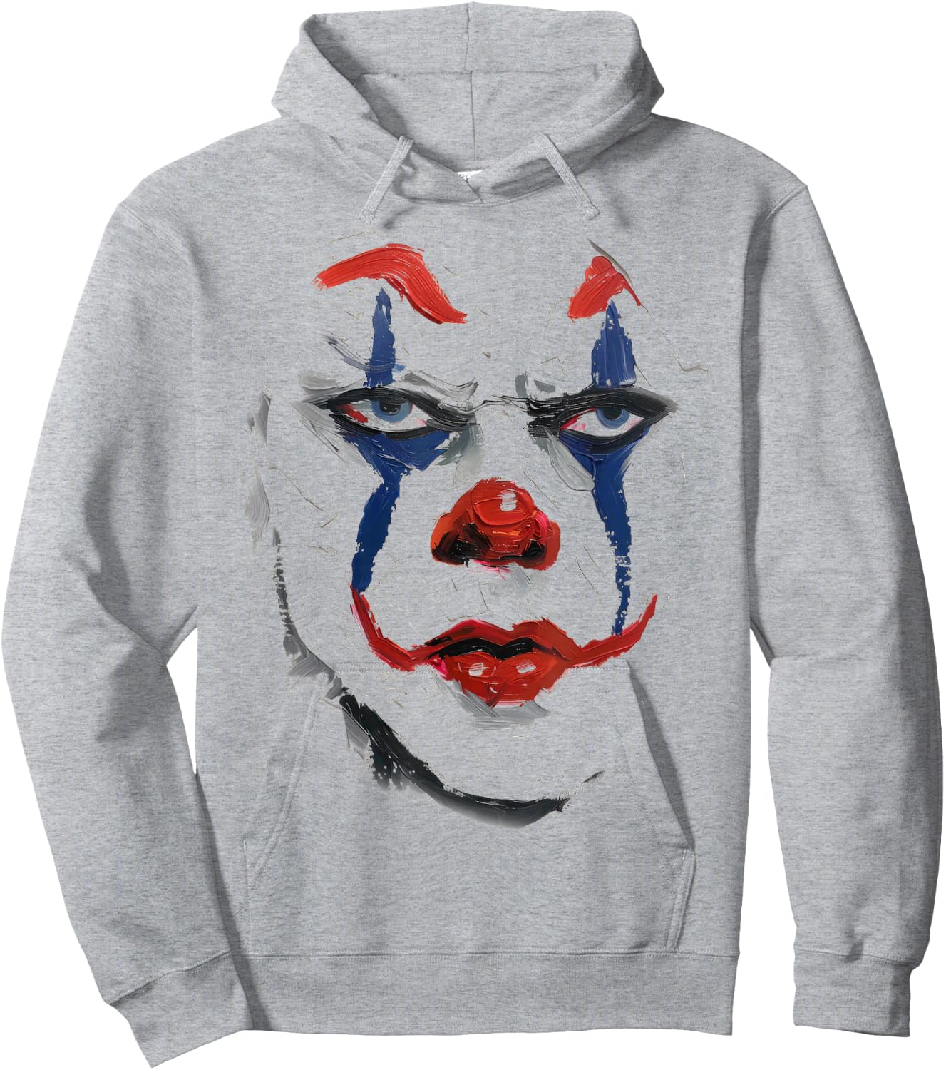 Intense Scary Painted Clown Face Red Blue Halloween Hoodie - Hoodie | Ash