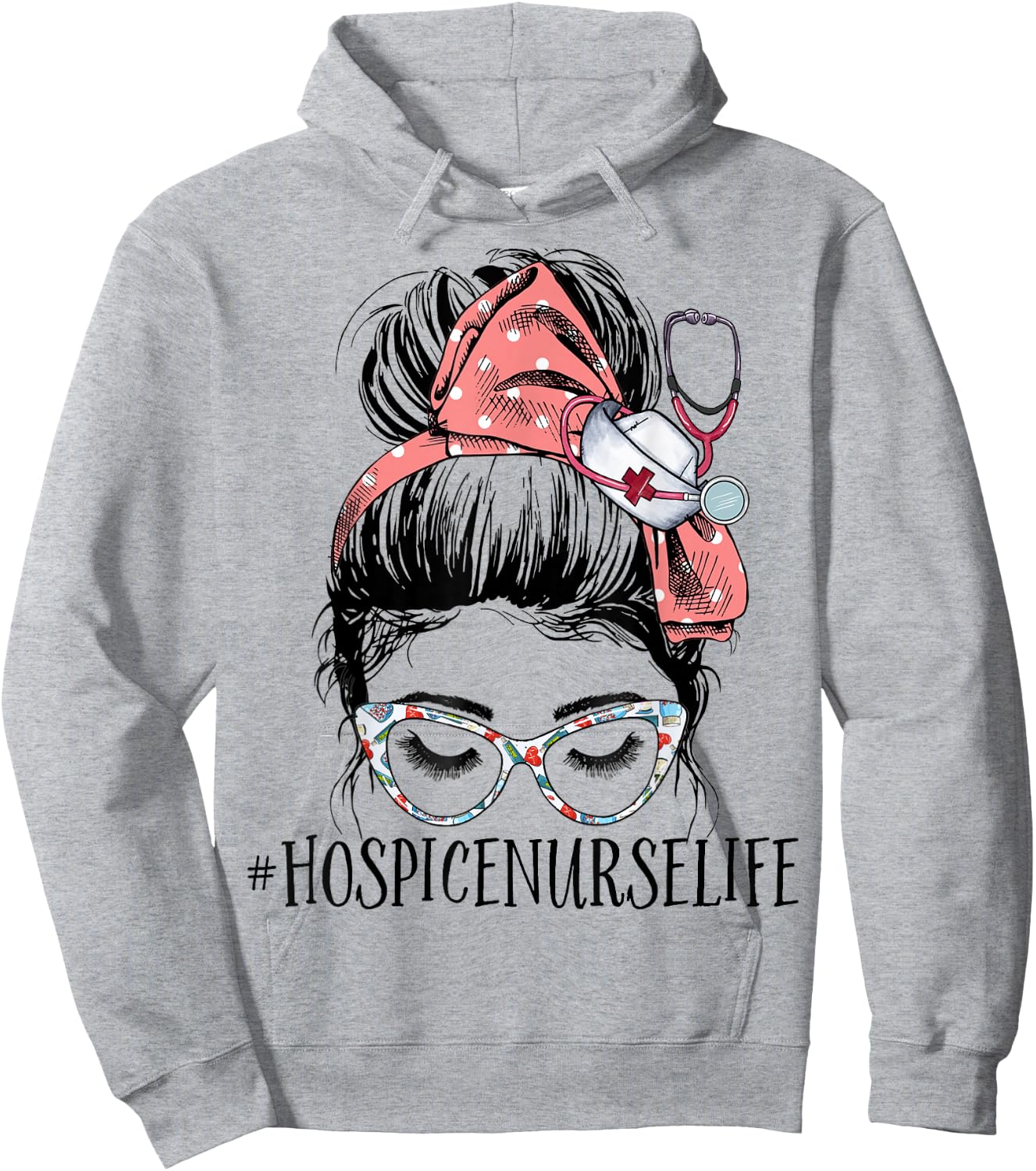 Hospice Nurse Life Funny Messy Bun RN Registered Nursing Hoodie - Hoodie | Ash