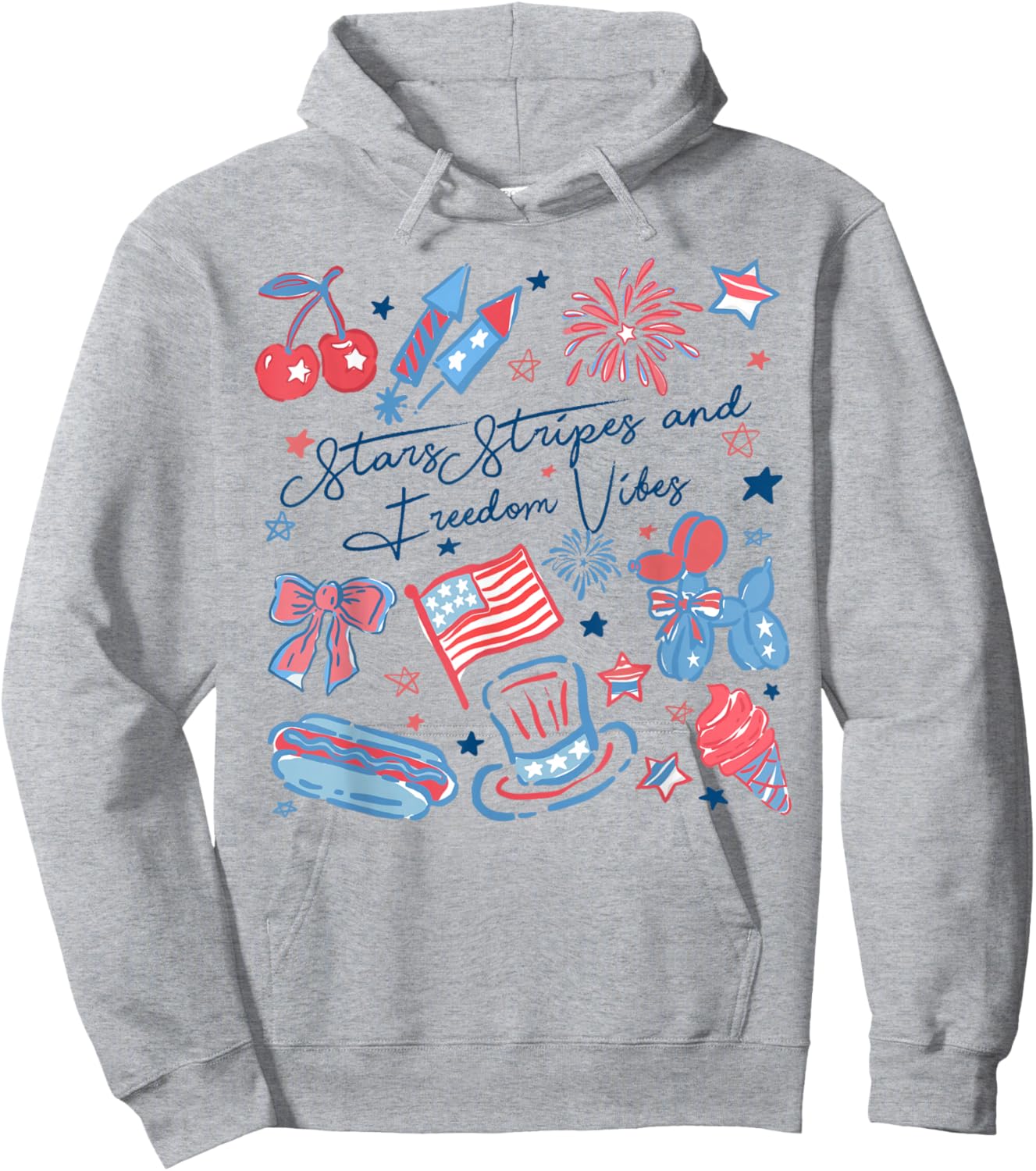 Stars Stripes And Freedom Vibes 4th of July American Flag Hoodie - Hoodie | Ash