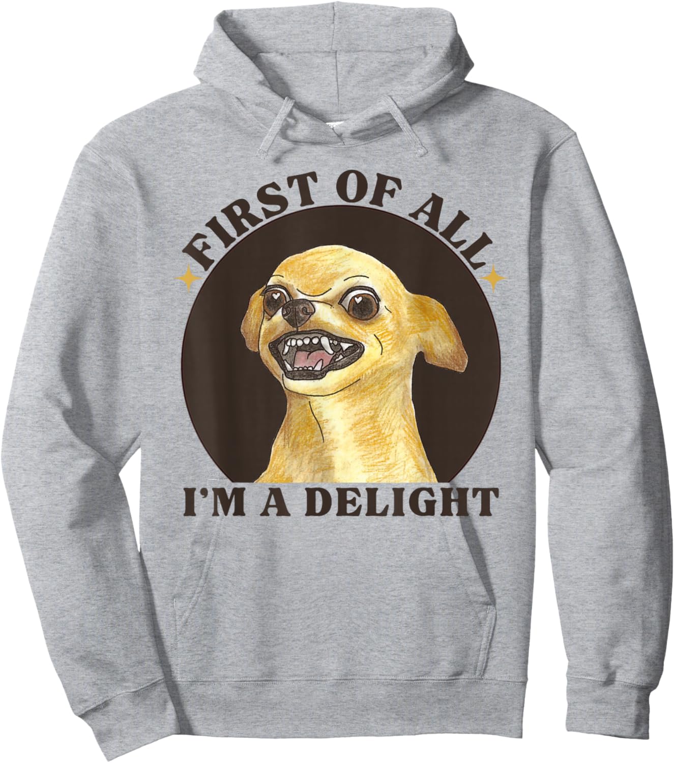 First Of All I'm A Delight Angry Chihuahua Lover Sarcastic Hoodie - Hoodie | Ash