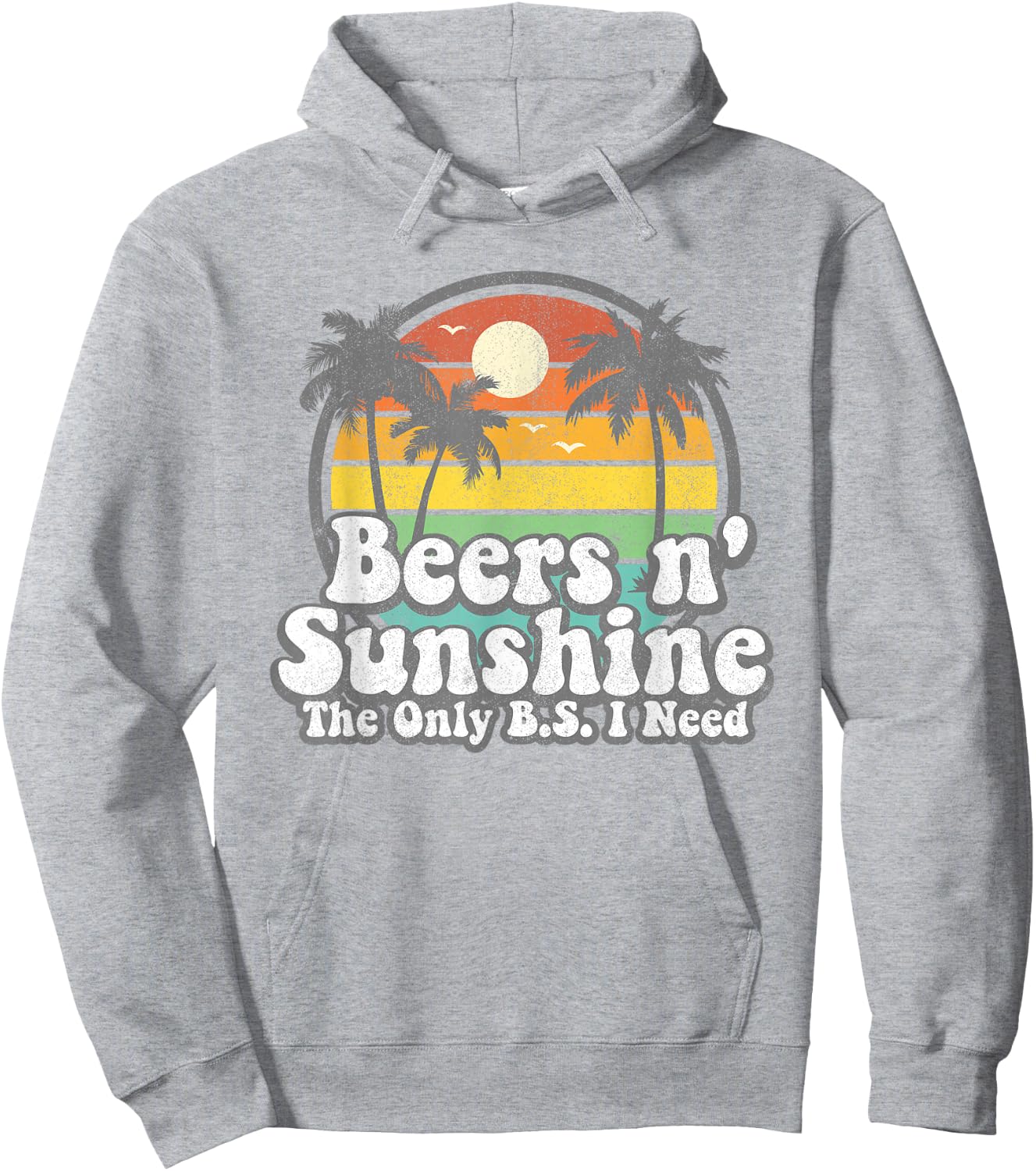 The Only BS I Need is Beers and Sunshine Retro Beach Gift Small Hoodie - Hoodie | Ash