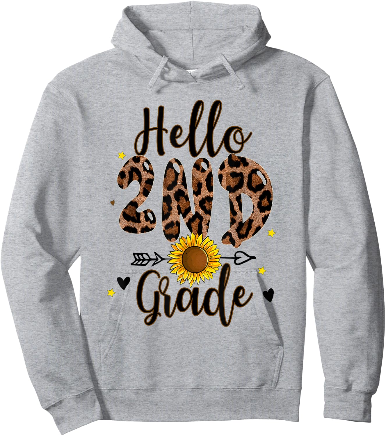 2nd Grade 1st Day of School Teacher Leopard Print Sunflower Women Kids Hoodie - Hoodie | Ash