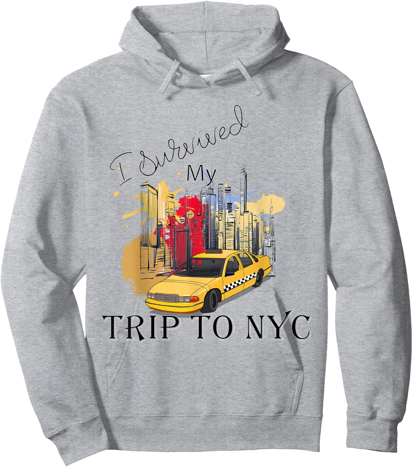 I Survived My Trip to NYC Graphic New York City Line Hoodie - Hoodie | Ash