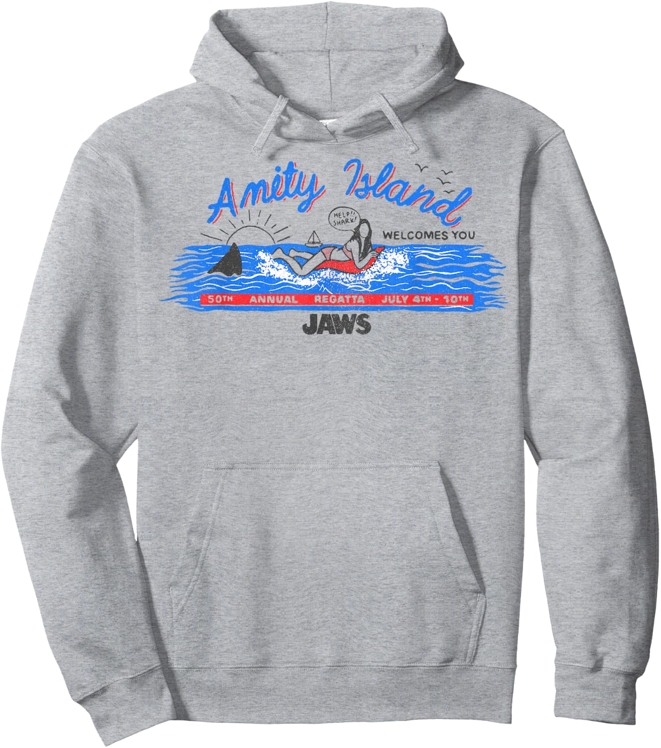 Jaws Amity Island Billboard Hoodie - Hoodie | Ash