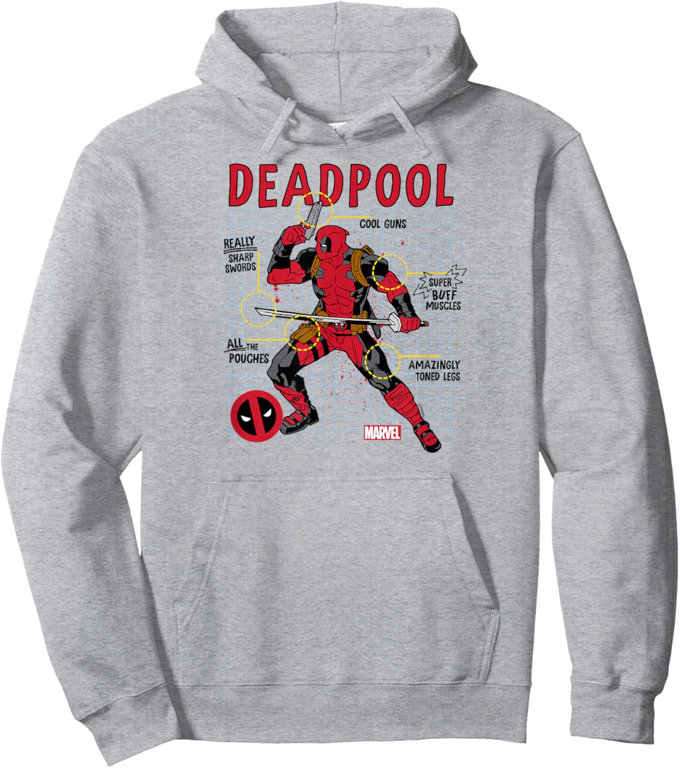 Deadpool - Blueprint Hoodie - Hoodie | Ash