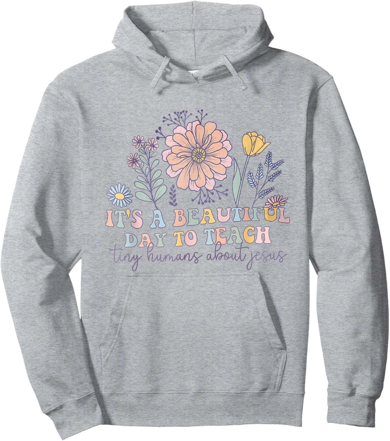 Retro I Teach Tiny Humans About Jesus Christian Teacher Hoodie - Hoodie | Ash