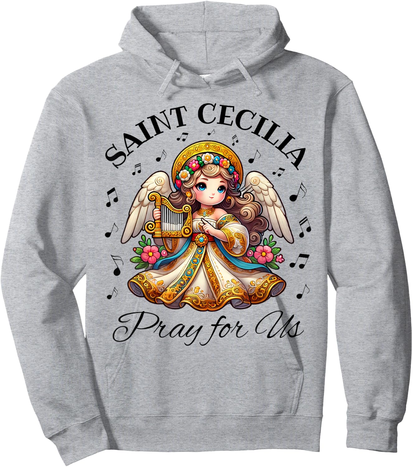 Saint Cecilia Catholic Patroness of Music and Musicians Kids Hoodie - Hoodie | Ash