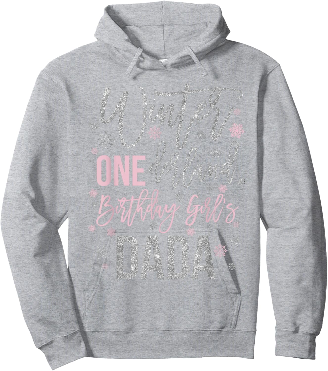 Dada Pink Winter Onederland 1st Birthday Snowflake Matching Hoodie - Hoodie | Ash