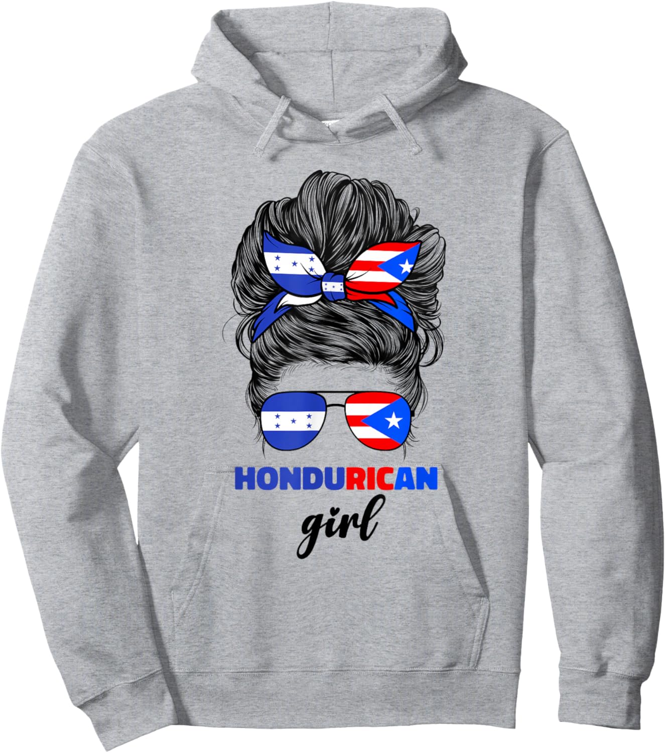 Half Honduran And Puerto Rican Rico Honduras Flag Girl Mix Hoodie - Hoodie | Ash