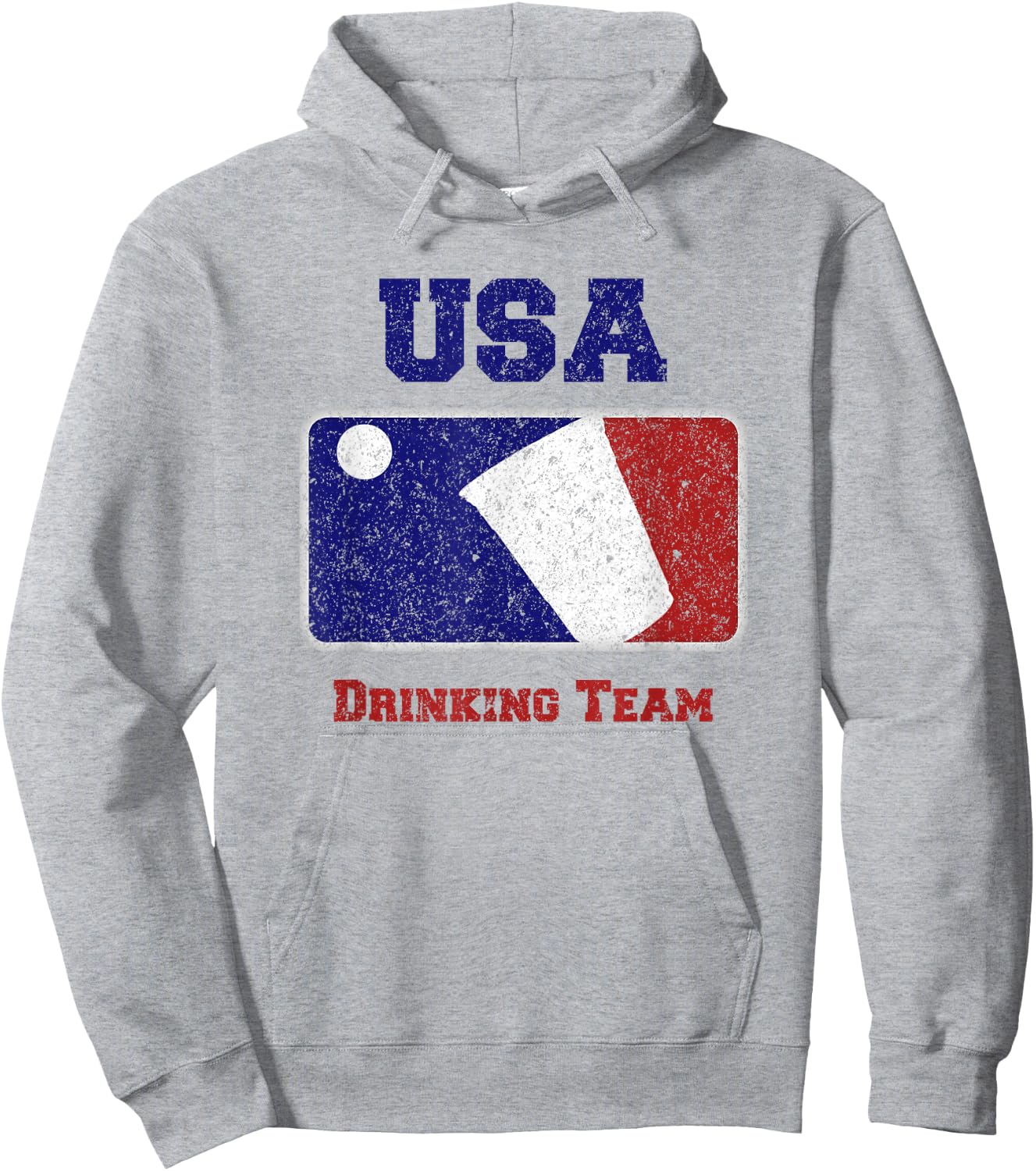 USA Drinking Team Party Beer Pong Game Distressed Retro Hoodie - Hoodie | Ash