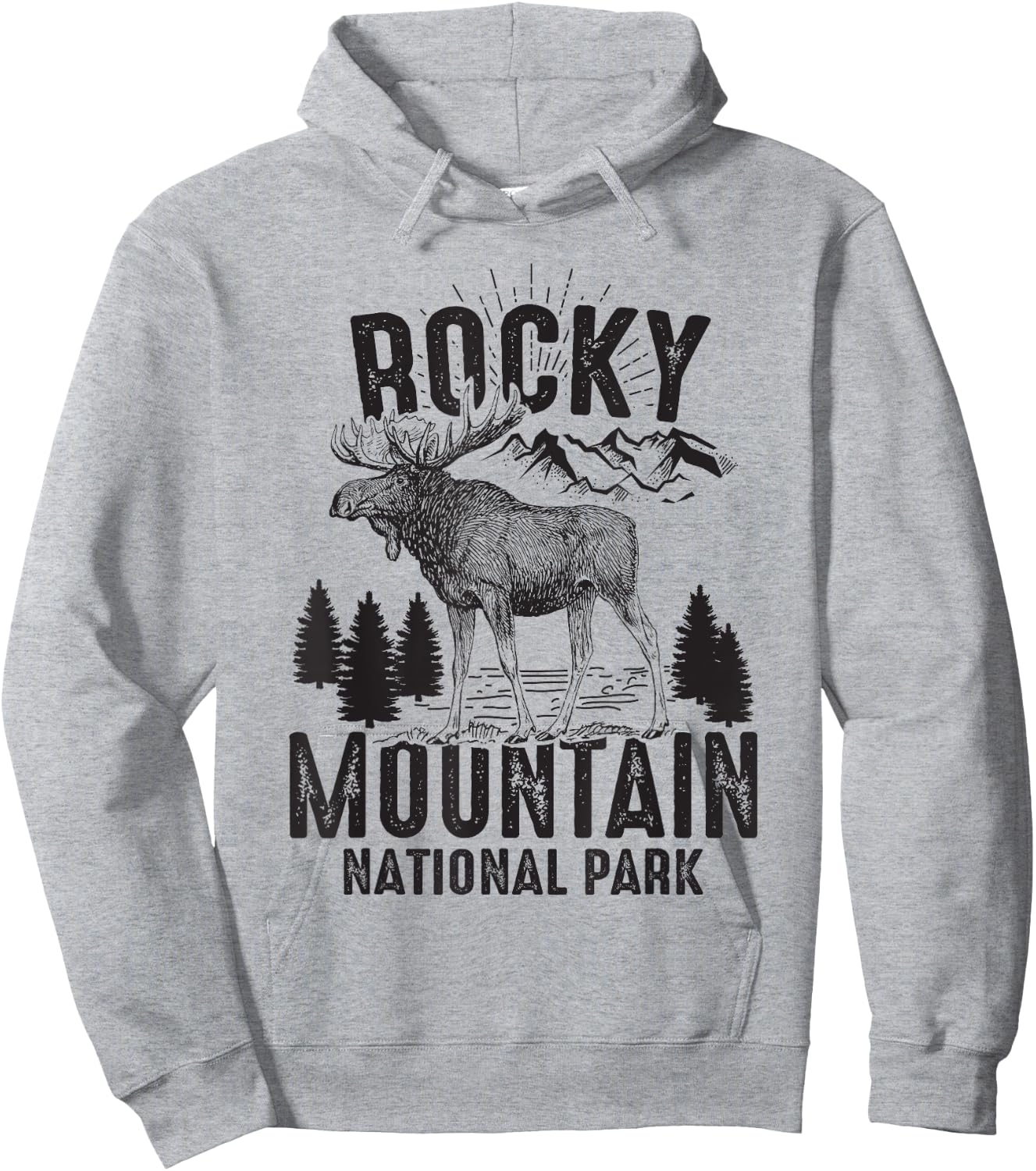 Rocky Mountains National Park Funny Moose Lover Gift Hoodie - Hoodie | Ash