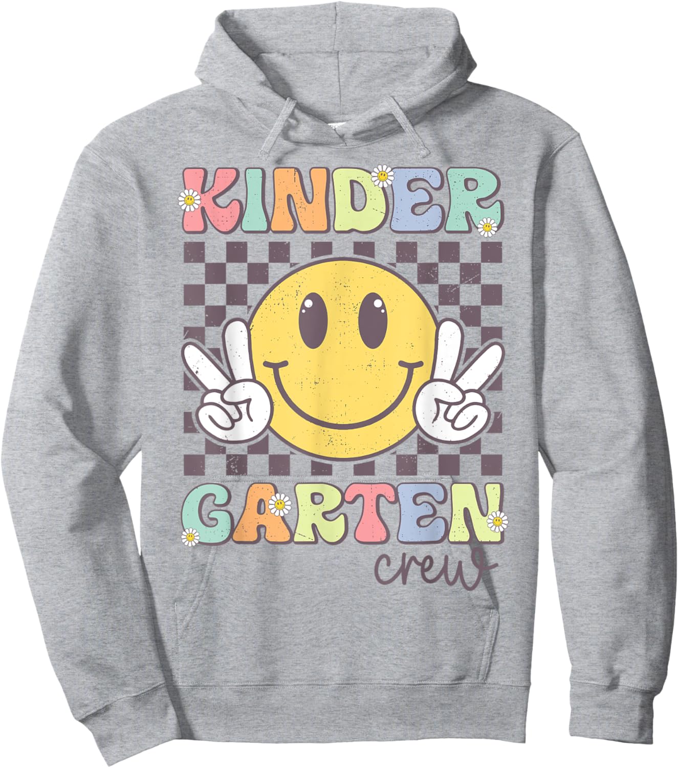 Kindergarten Crew Smile Face Teachers Kids Back To School Hoodie - Hoodie | Ash