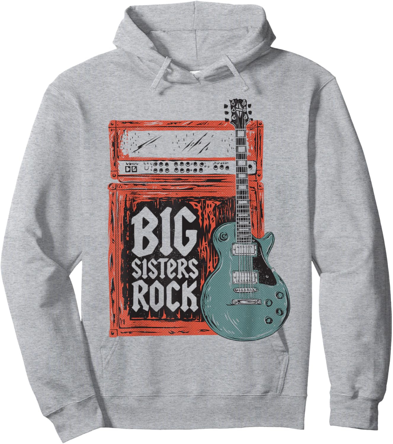 Big Sisters Rock Guitar Funny Guitarist Sister Sibling Music Hoodie - Hoodie | Ash