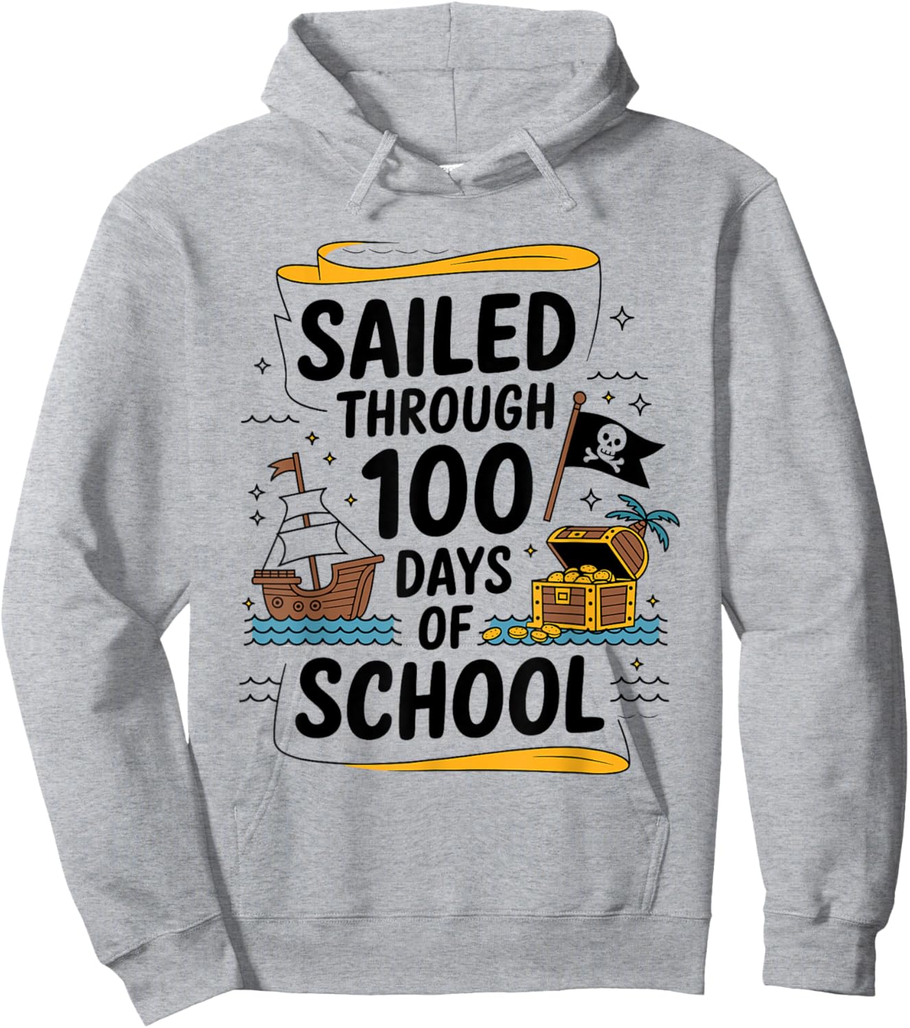 Sailed Through 100 Days of School Pirate Ship 100th Day Kids Hoodie - Hoodie | Ash