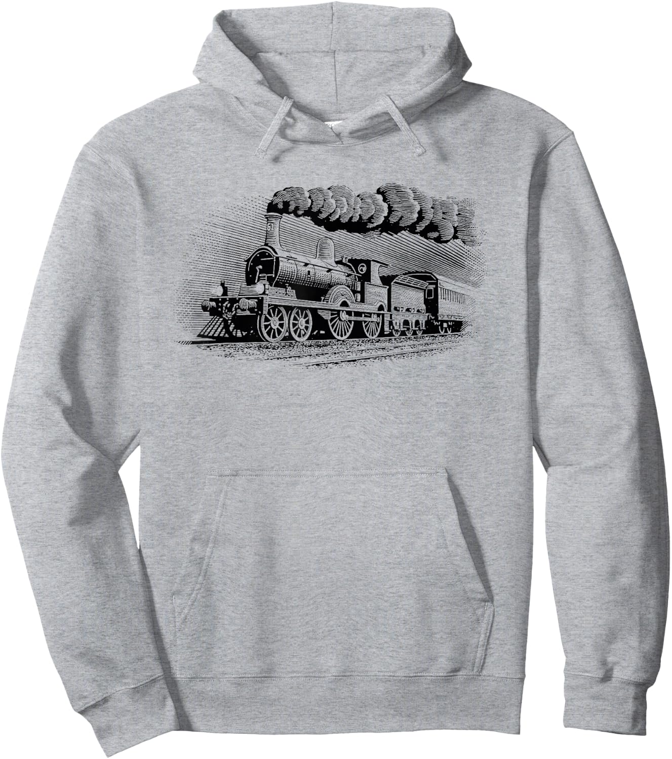 Vintage Steam Train Railway Locomotive Hoodie - Hoodie | Ash