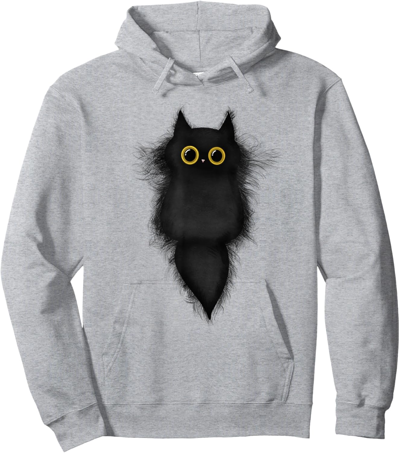 Cute Funny Black Cat Yellow Eyes Cat Lover Cat Mom Cat Dad Hoodie - Hoodie | Ash