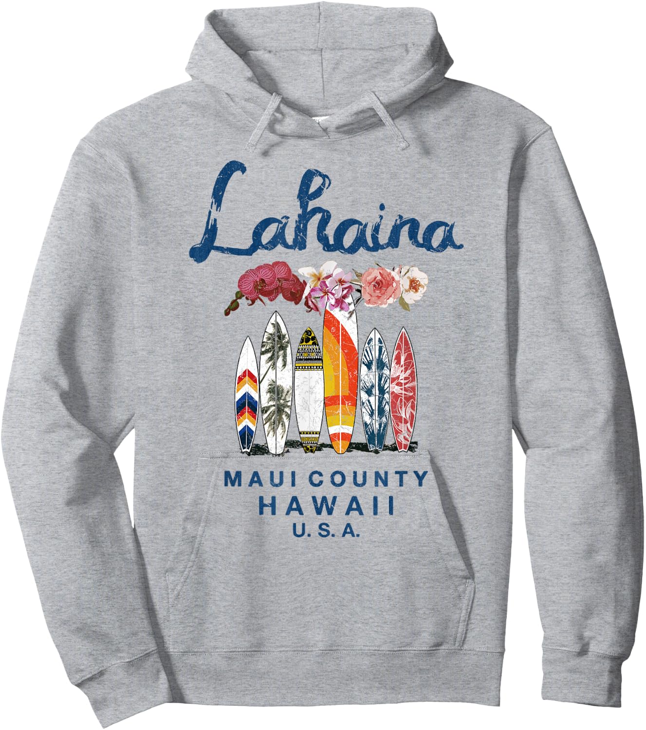 Hawaii Lahaina Maui Vintage Surfing Hawaiian Hoodie - Hoodie | Ash